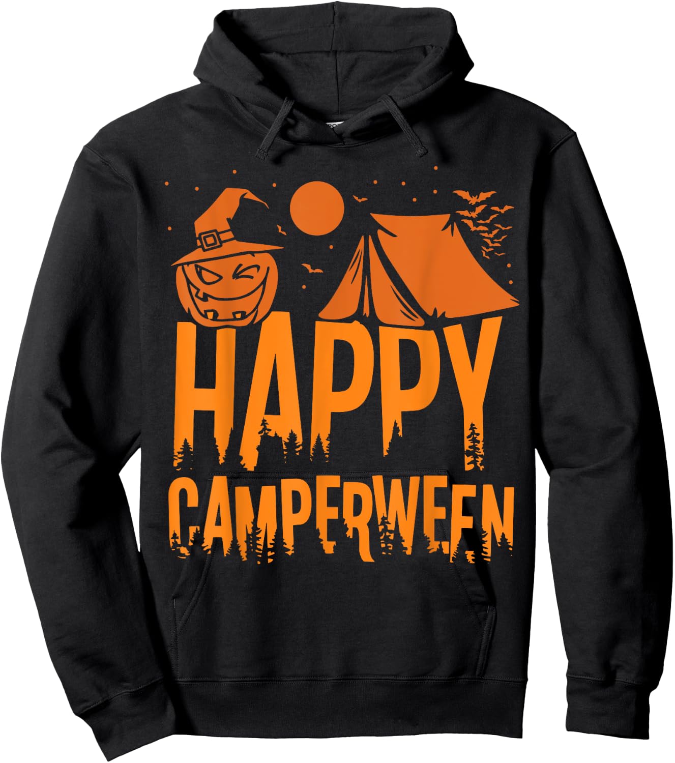 Happy Camperween - Camper Camping Halloween Hoodie - Hoodie | Black
