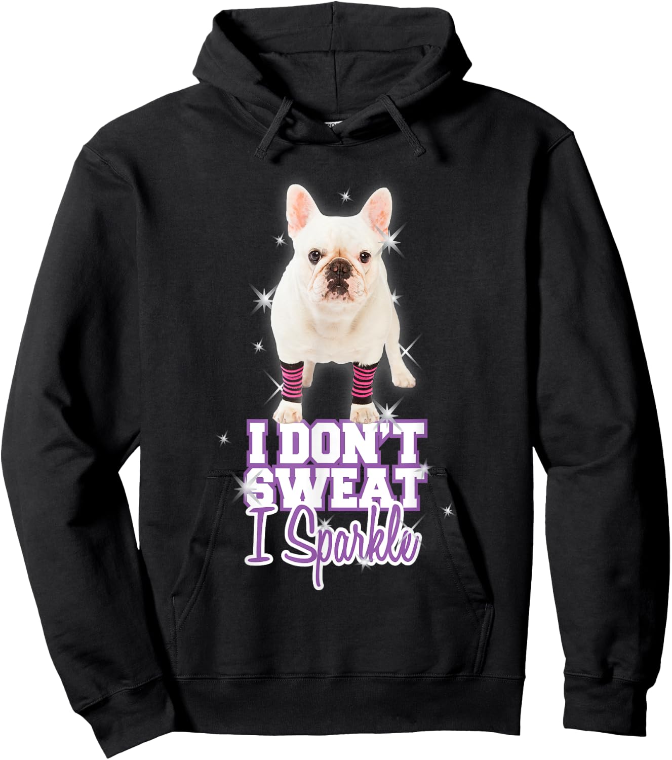 Workout "I Don't Sweat, I Sparkle" French Bulldog Hoodie - Hoodie | Black