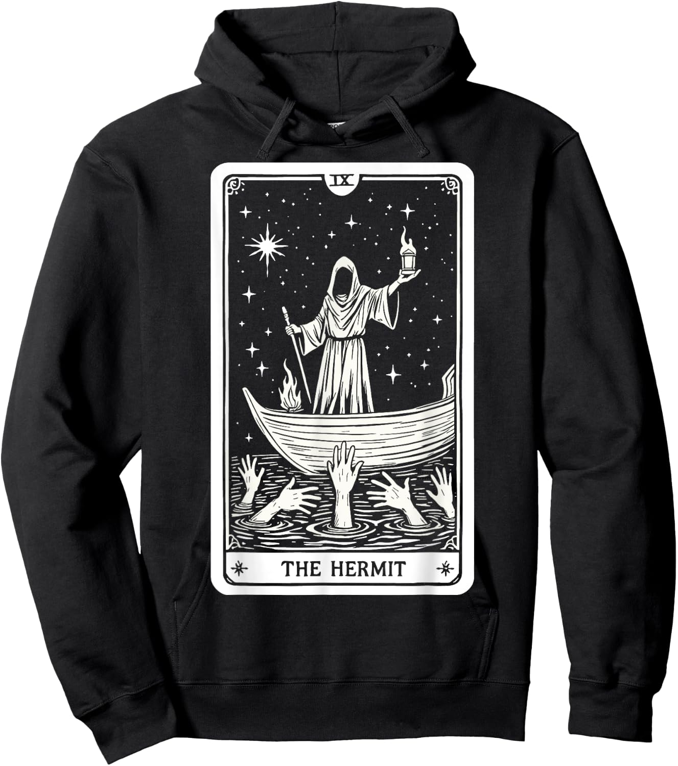 The Hermit Tarot Card Wisdom Enigmatic Esoteric Occult Hoodie - Hoodie | Black