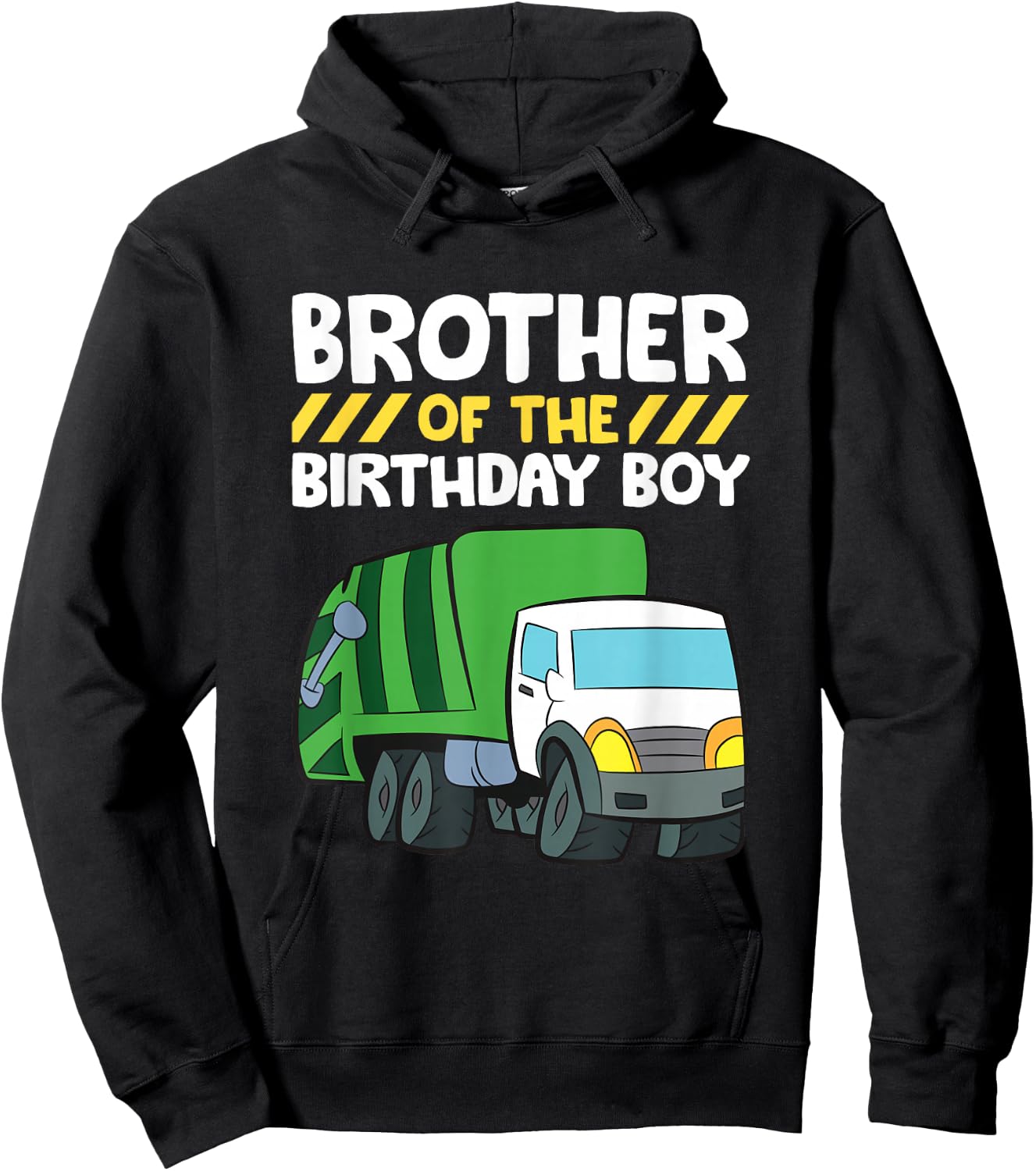 Brother Of The Birthday Boy Garbage Truck Birthday Party Hoodie - Hoodie | Black