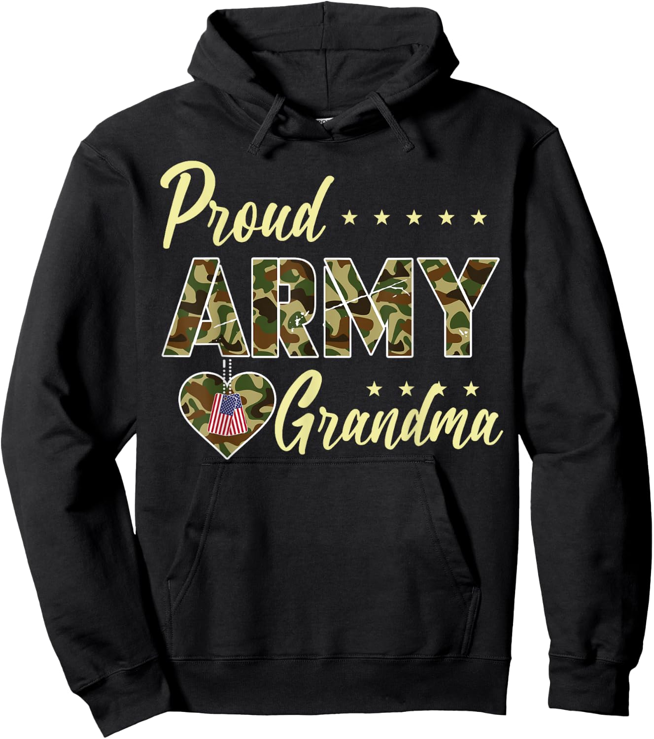 Proud Army Grandma Camouflage Soldier Family Love Military Hoodie - Hoodie | Black