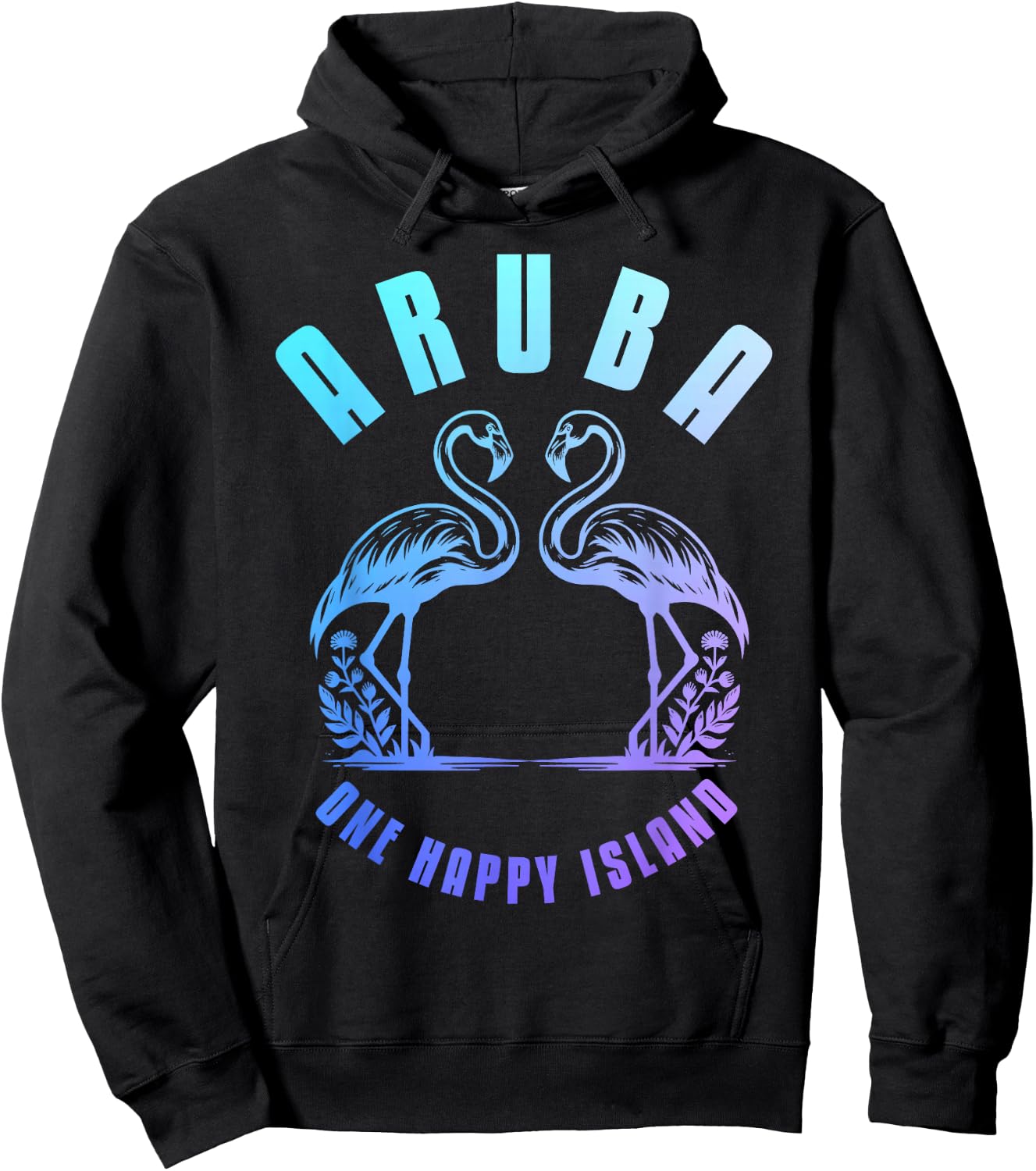 Aruba Flamingo Happy Island Craibbean Souvenir Pride Vintage Hoodie - Hoodie | Black