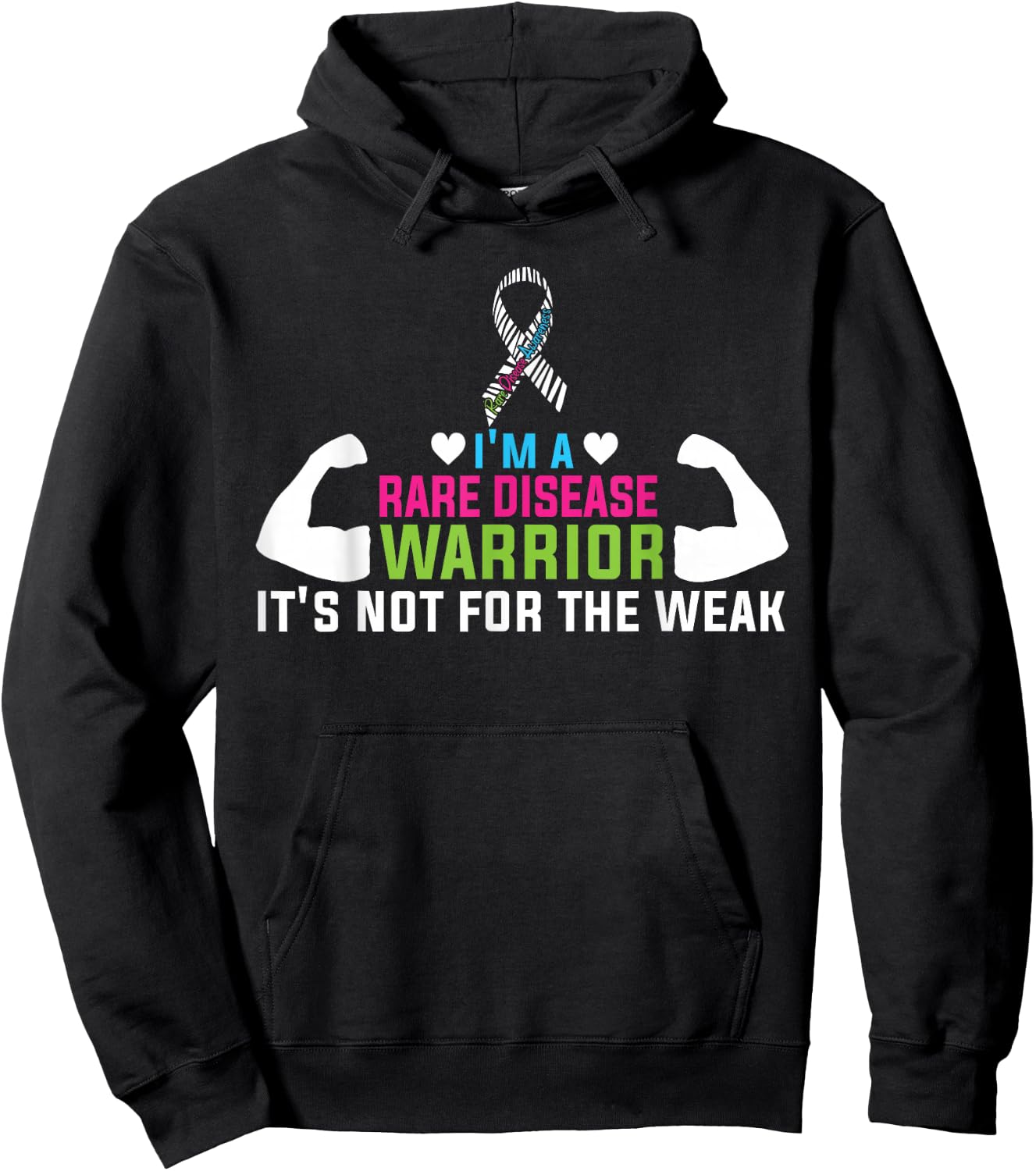 Rare Disease Awareness Day 2026 Rare Genes Zebra Ribbon Hoodie - Hoodie | Black