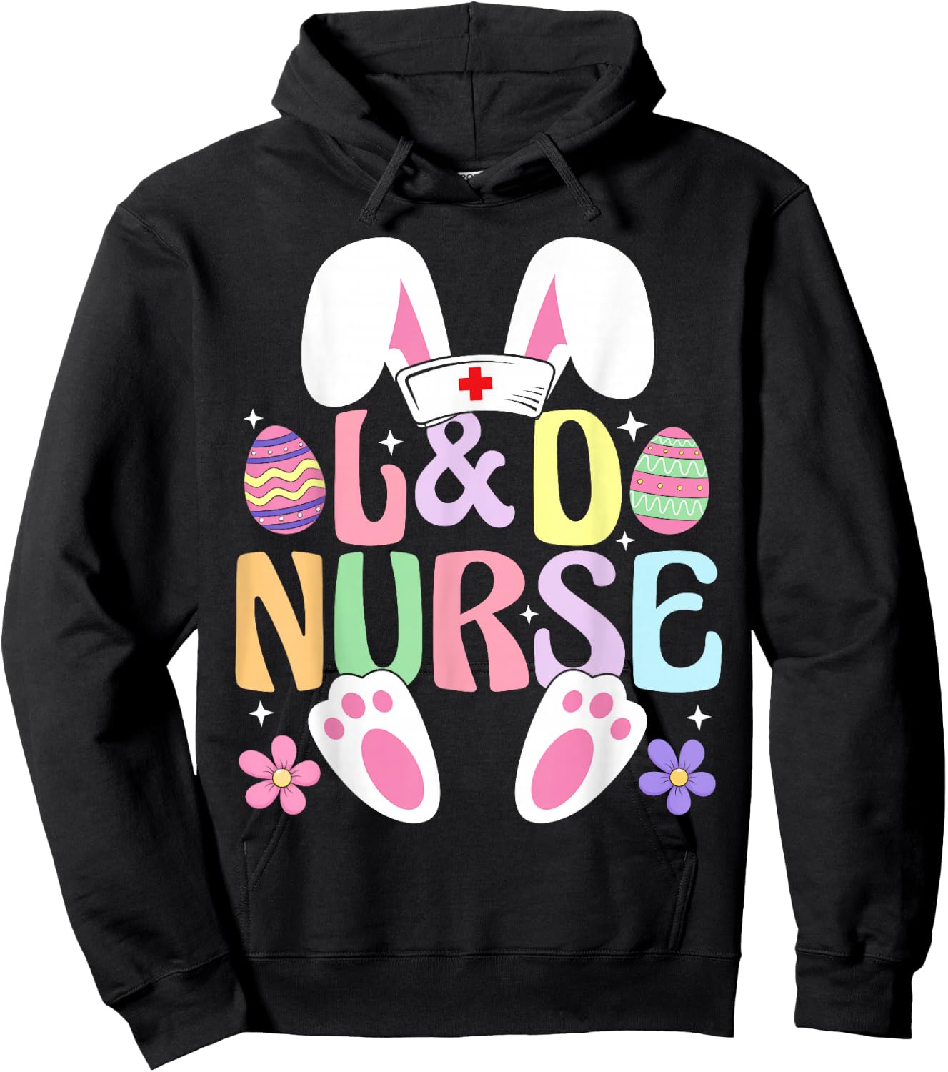 Labor And Delivery Nurse Easter Bunny Easter Day L&D Nurse Hoodie - Hoodie | Black