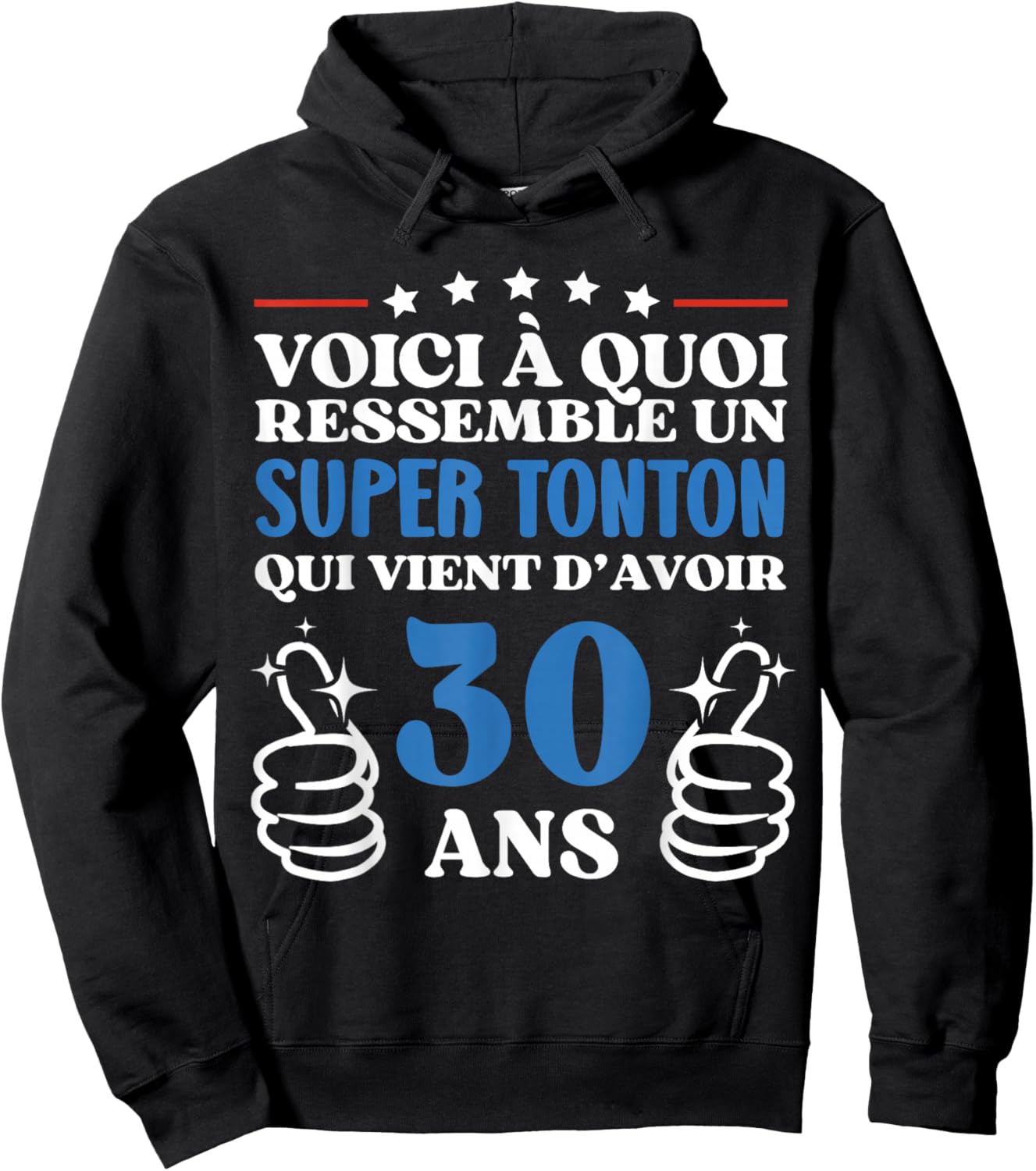 30 Years Gift Humour Birthday Super Tonton , Black, S Hoodie - Hoodie | Black
