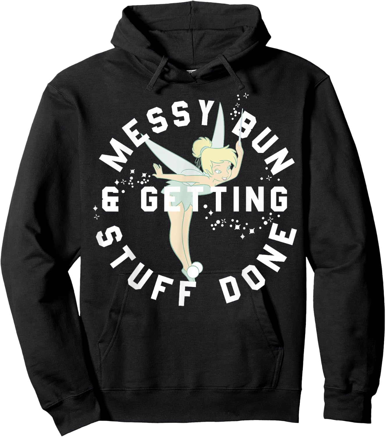 Disney Peter Pan Tinker Bell Messy Bun Getting Stuff Done Hoodie - Hoodie | Black