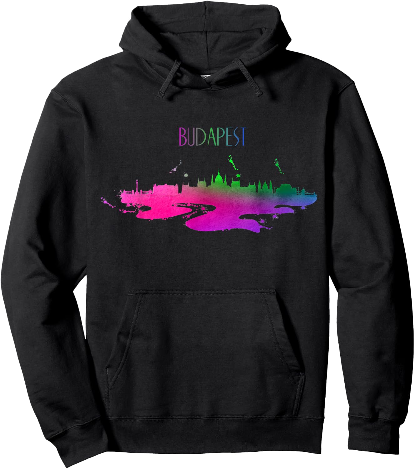 Budapest Skyline Watercolor Souvenir Hungary Hoodie - Hoodie | Black