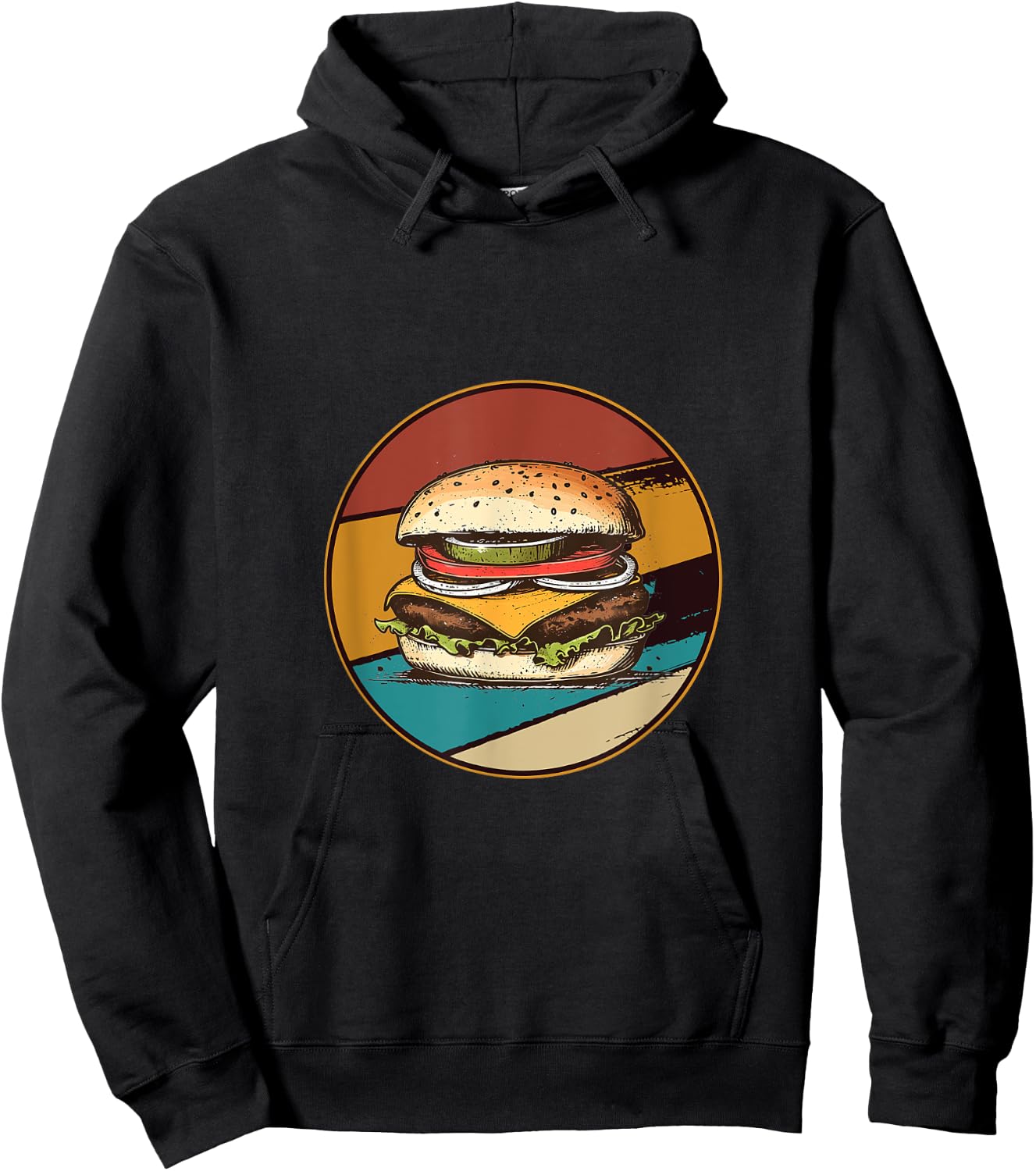 Retro Hamburger Hoodie - Hoodie | Black