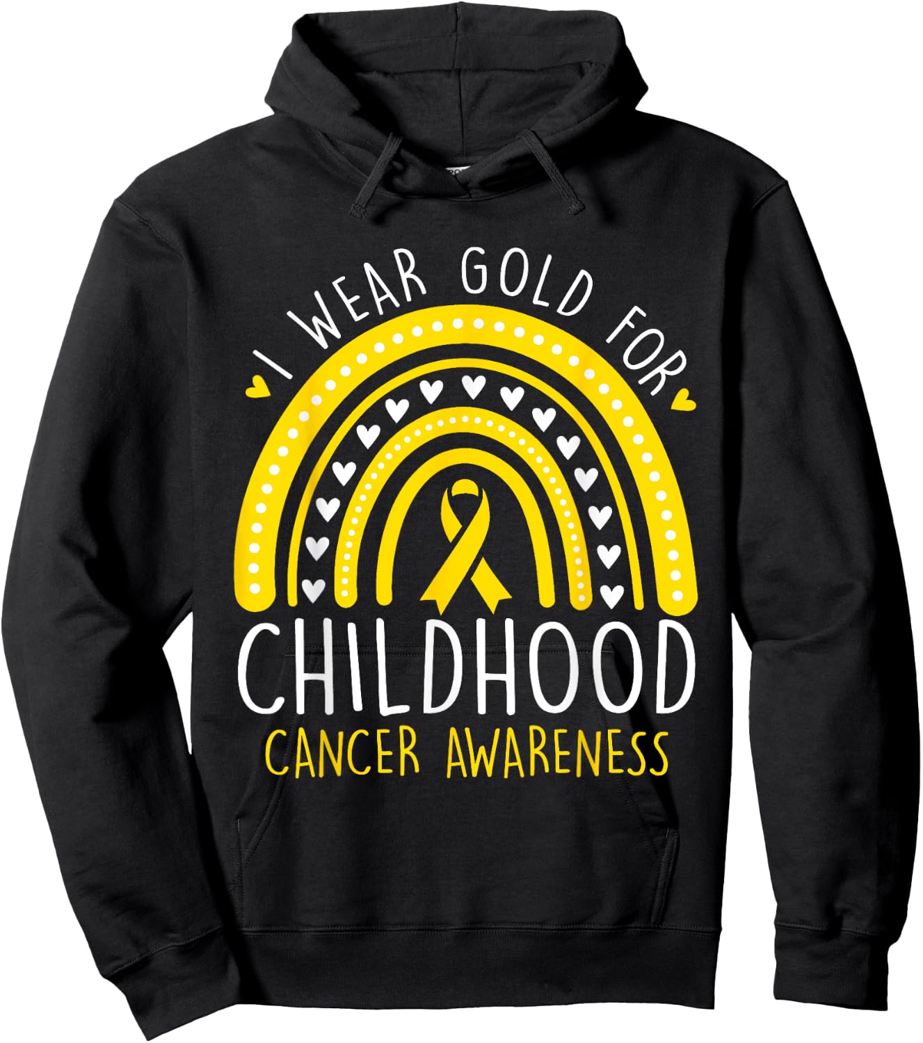 I Wear Gold For Childhood Cancer Awareness Women Girls Hoodie - Hoodie | Black