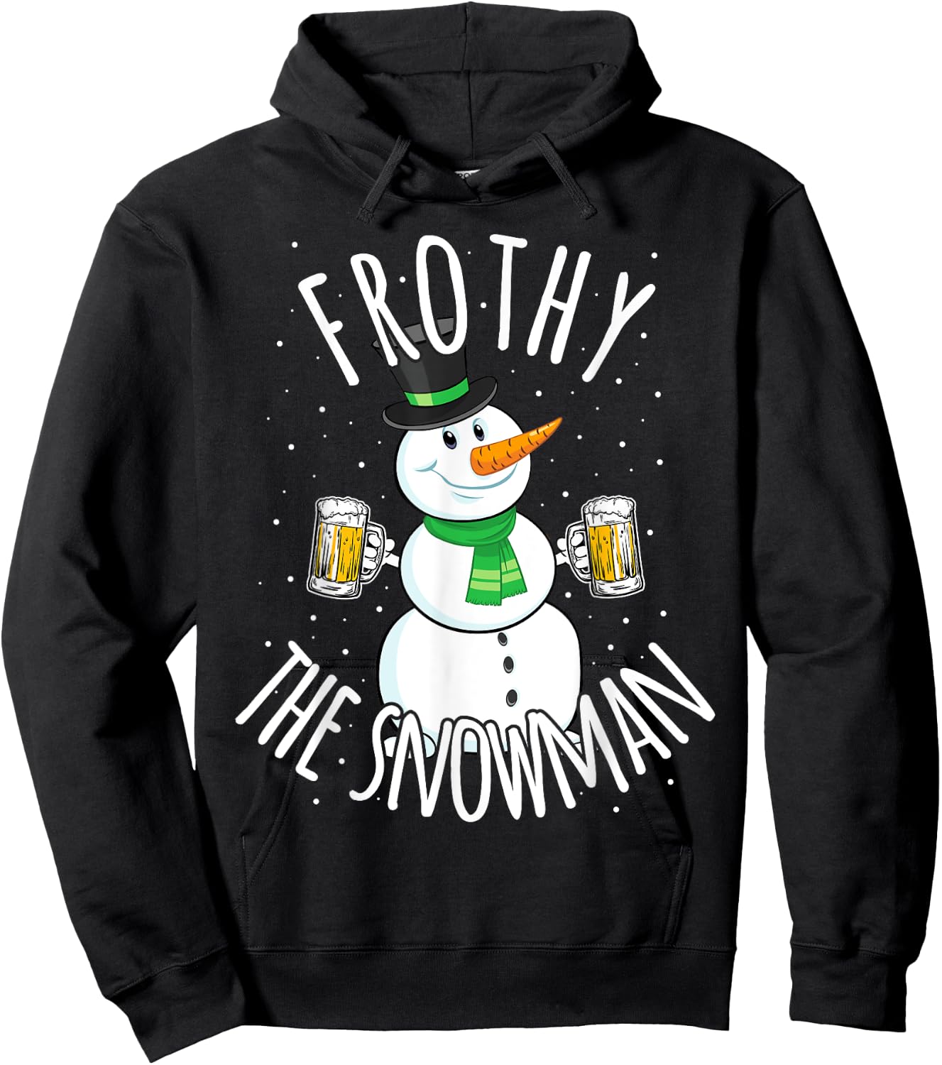 Funny Christmas Snowman Beer Frothy T Shirt Gift Men Women Hoodie - Hoodie | Black