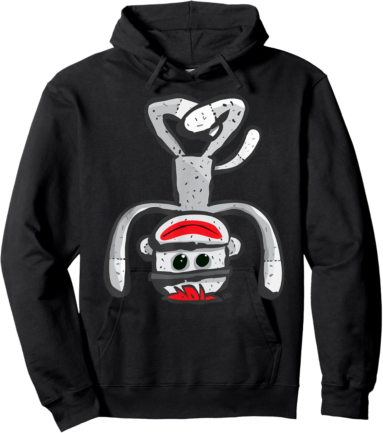 Cute Sock Monkey in Yoga Asana Headstand Pose Hoodie - Hoodie | Black