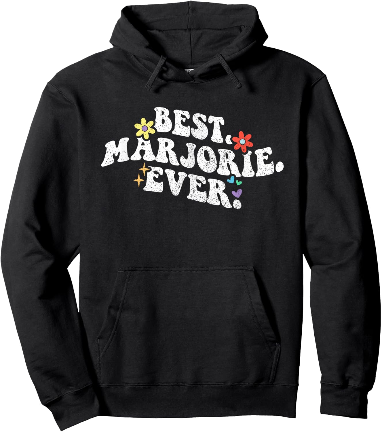 Retro Groovy Best Marjorie Ever Name Mother's Day Daughter Hoodie - Hoodie | Black