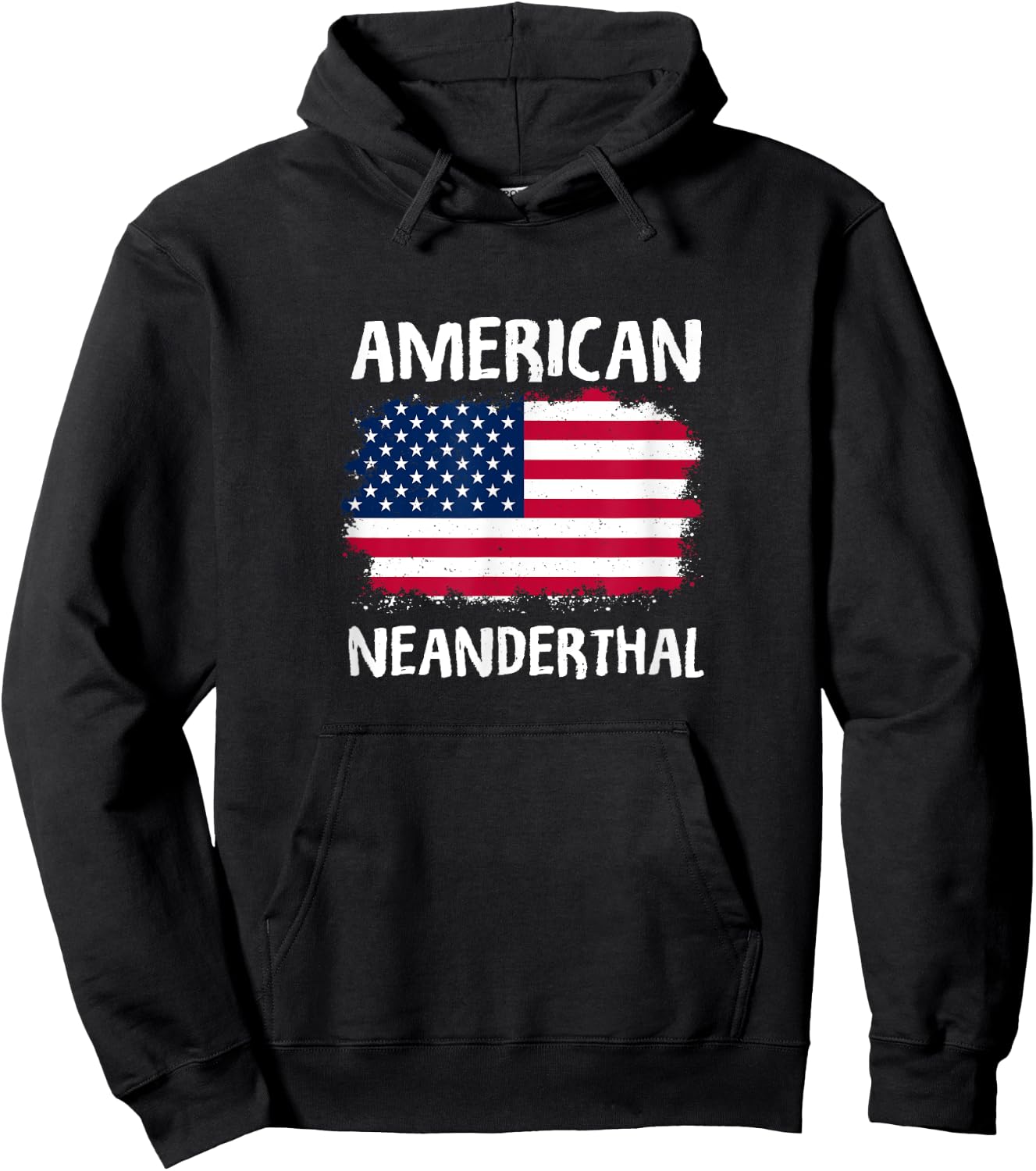 4th Of July US Flag Caveman American Neanderthal Hoodie - Hoodie | Black