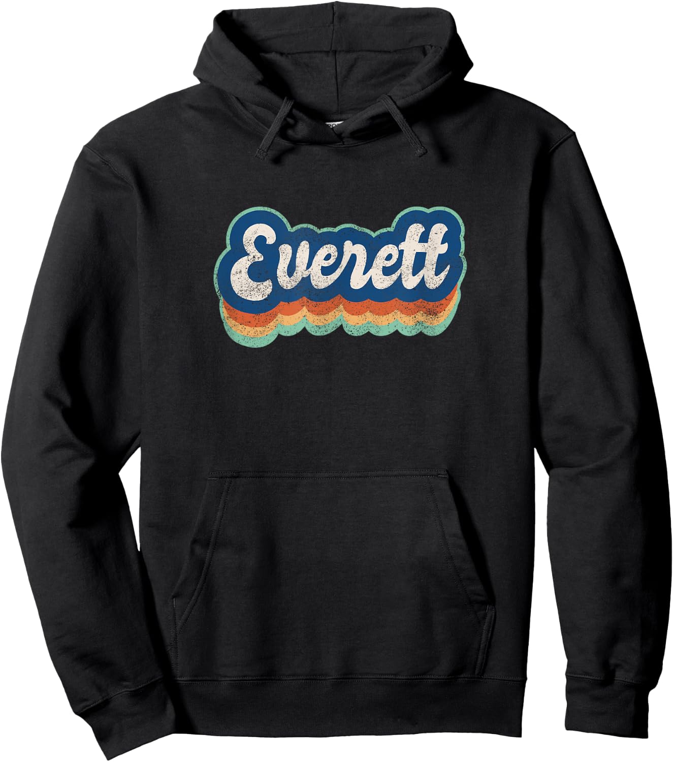 Everett First Name Boy Vintage Style 70s 80s Personalized Hoodie - Hoodie | Black