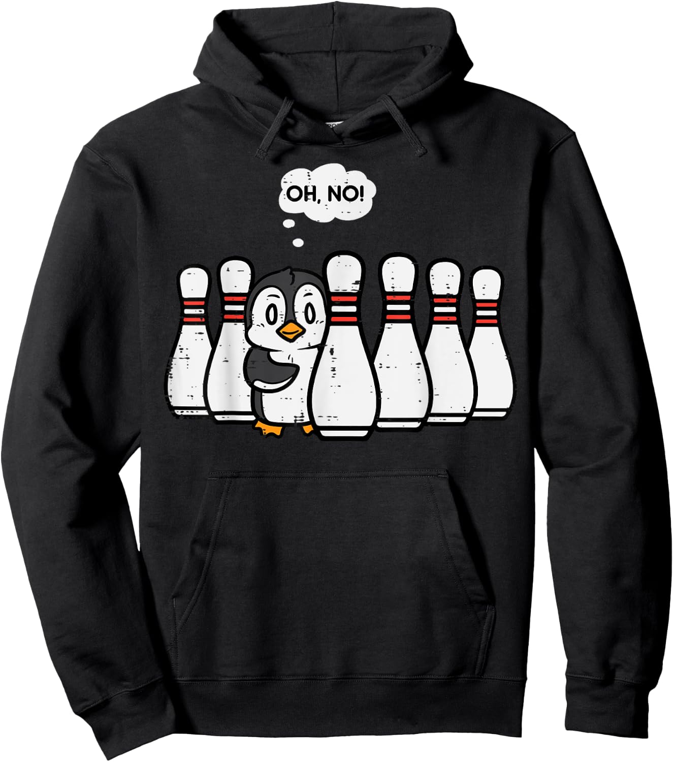 Penguin Bowling Pins Oh No Funny Bowler Player Men Women Kid Hoodie - Hoodie | Black