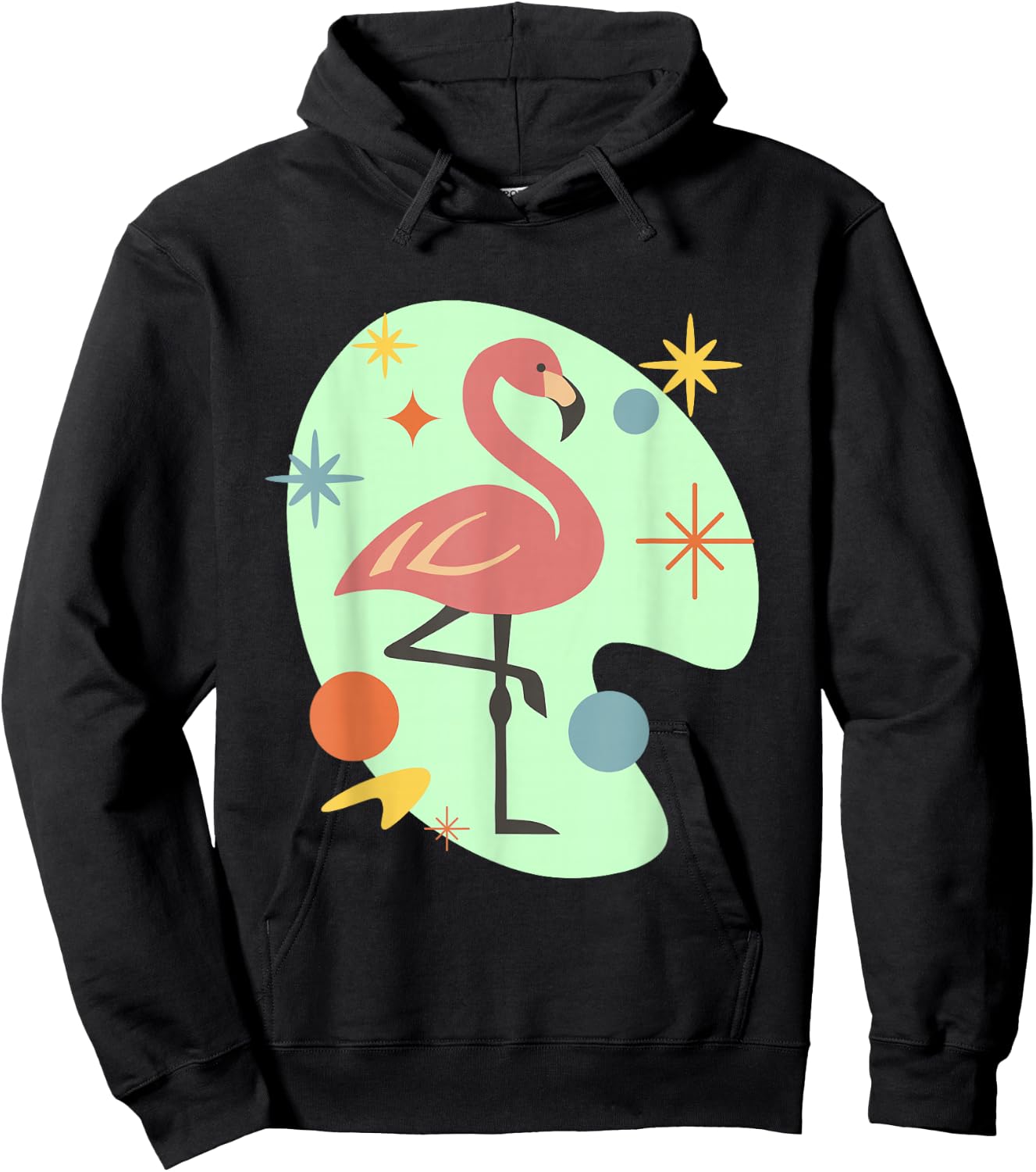 Atomic Flamingo Mid Century Modern Retro Design Hoodie - Hoodie | Black