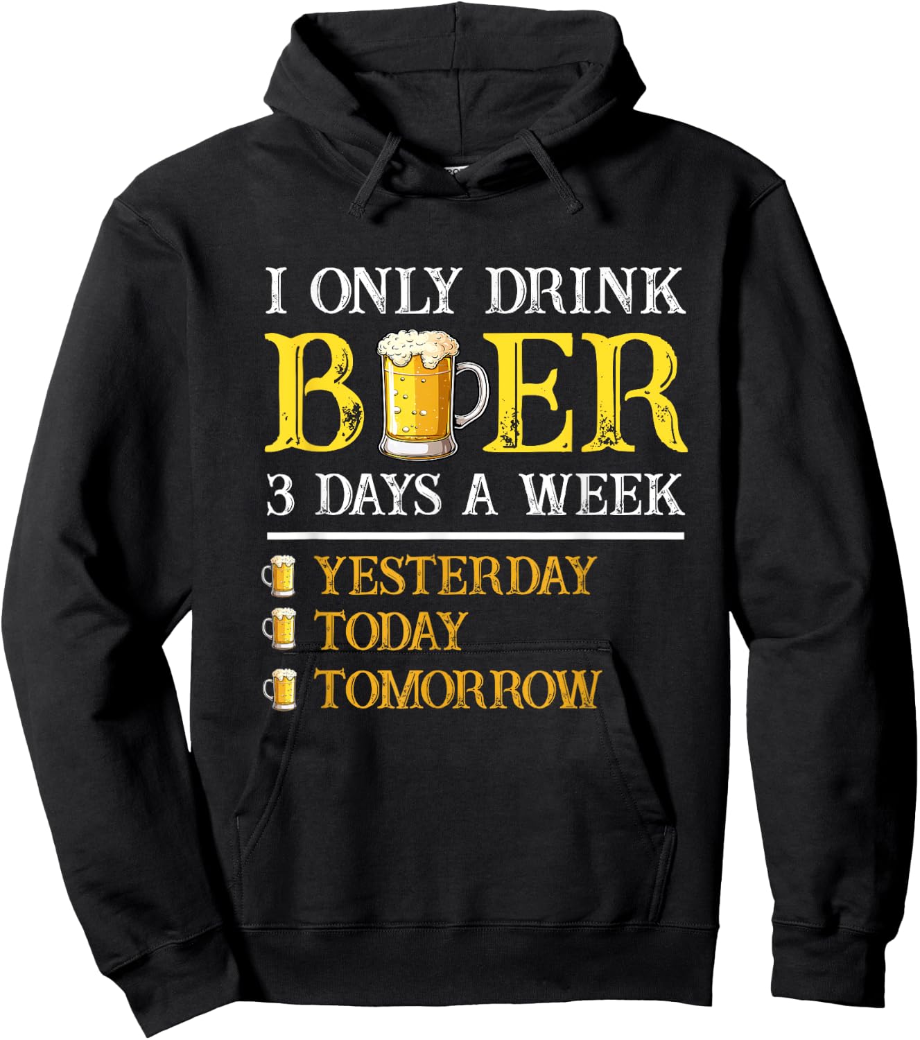I Only Drink Beer Three Times A Week Vintage Beer Funny Beer Hoodie - Hoodie | Black