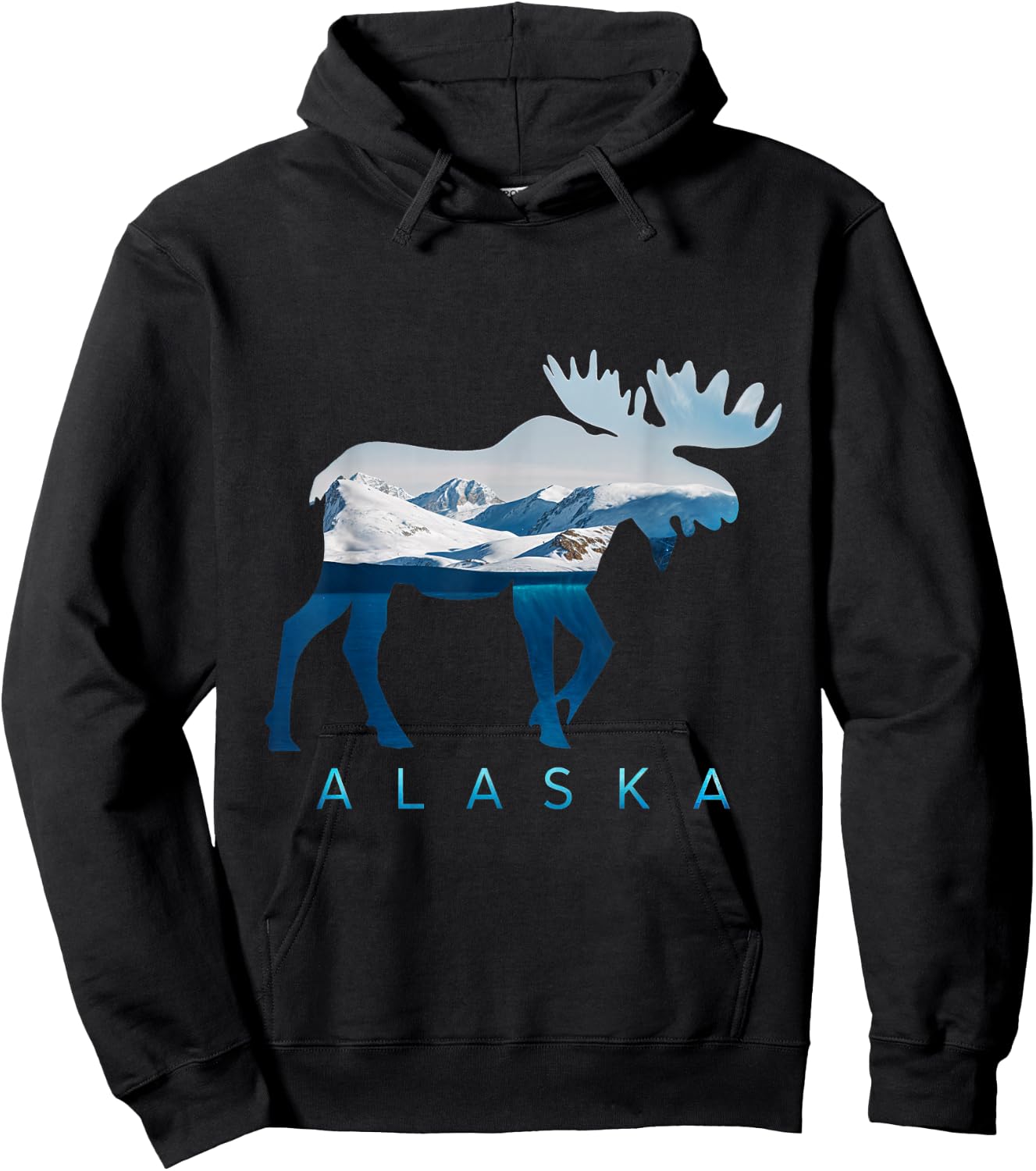 Alaska Moose Nature Scenic Mountains Wildlife Alaska Hoodie - Hoodie | Black