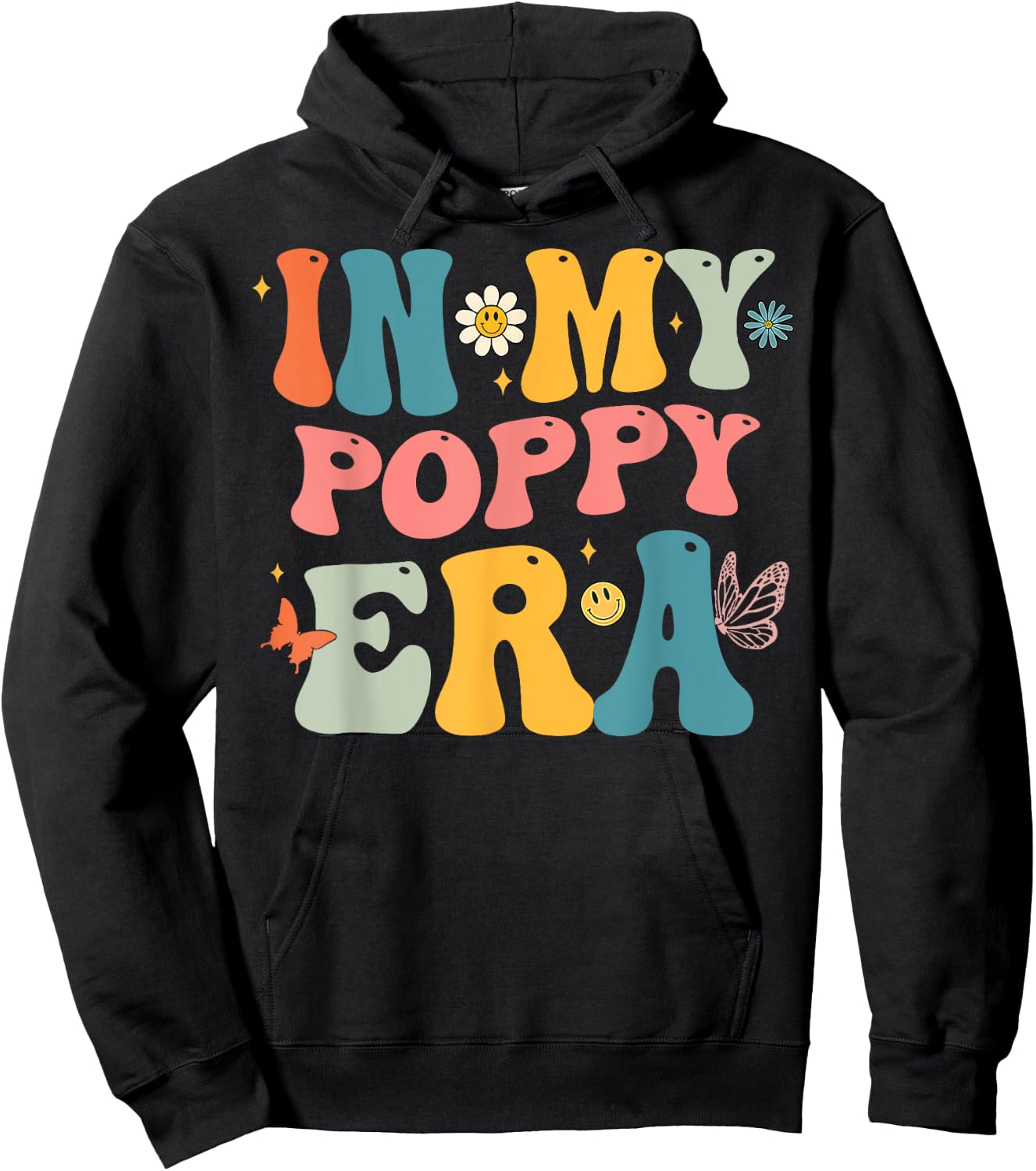 Retro Groovy In My Poppy Era Father's Day Hoodie - Hoodie | Black