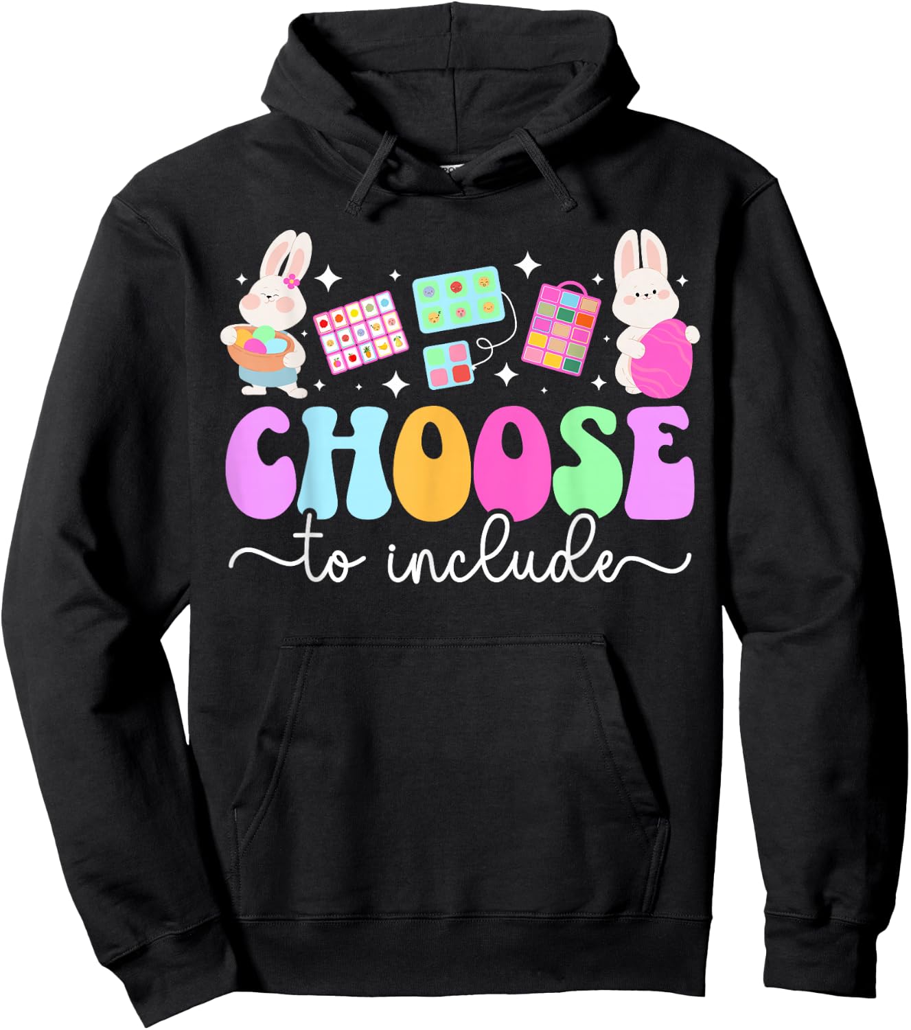 Groovy SPED Teacher Easter Bunny Special Education Teacher Hoodie - Hoodie | Black