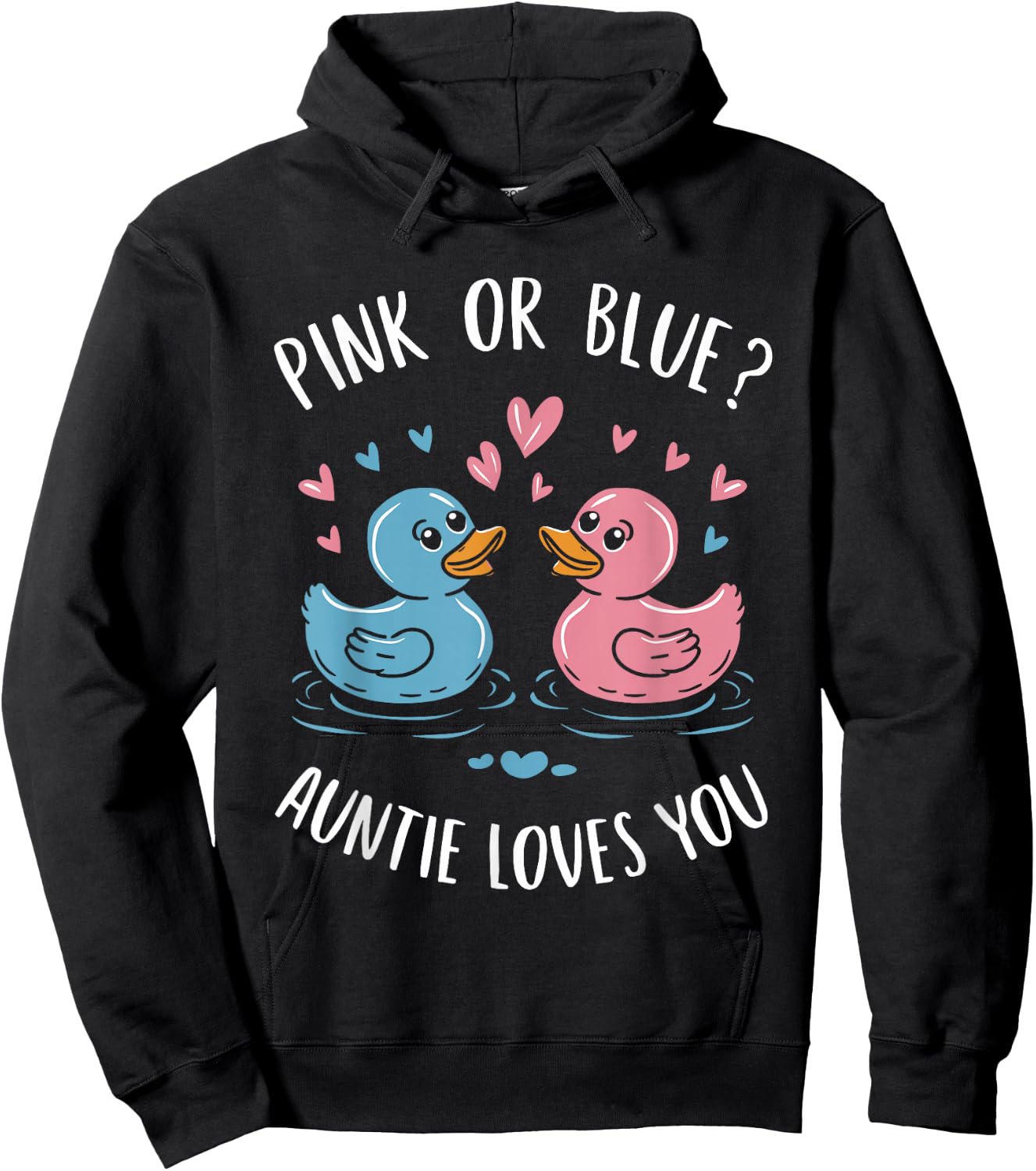 Gender Reveal Pink Or Blue Auntie Loves You Hoodie - Hoodie | Black