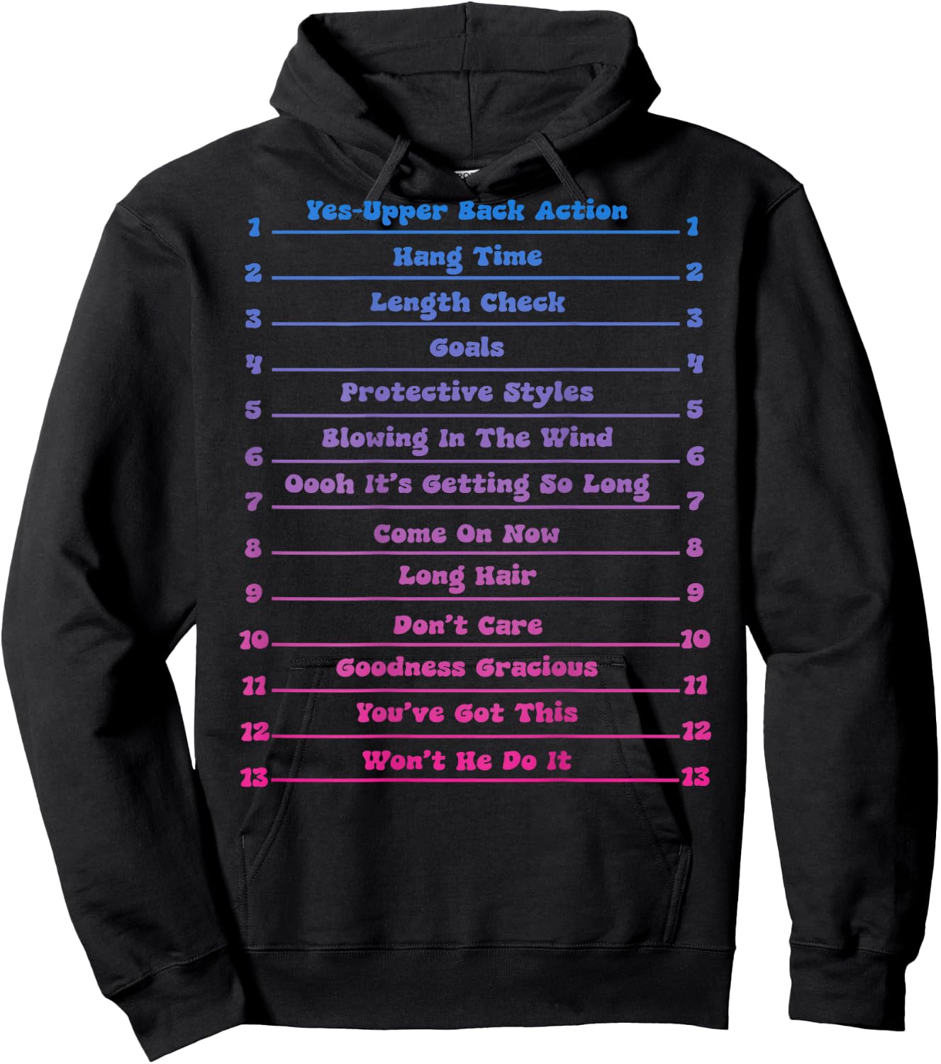 Long Natural Hair Tracking, Funny Length Check Hair Hoodie - Hoodie | Black