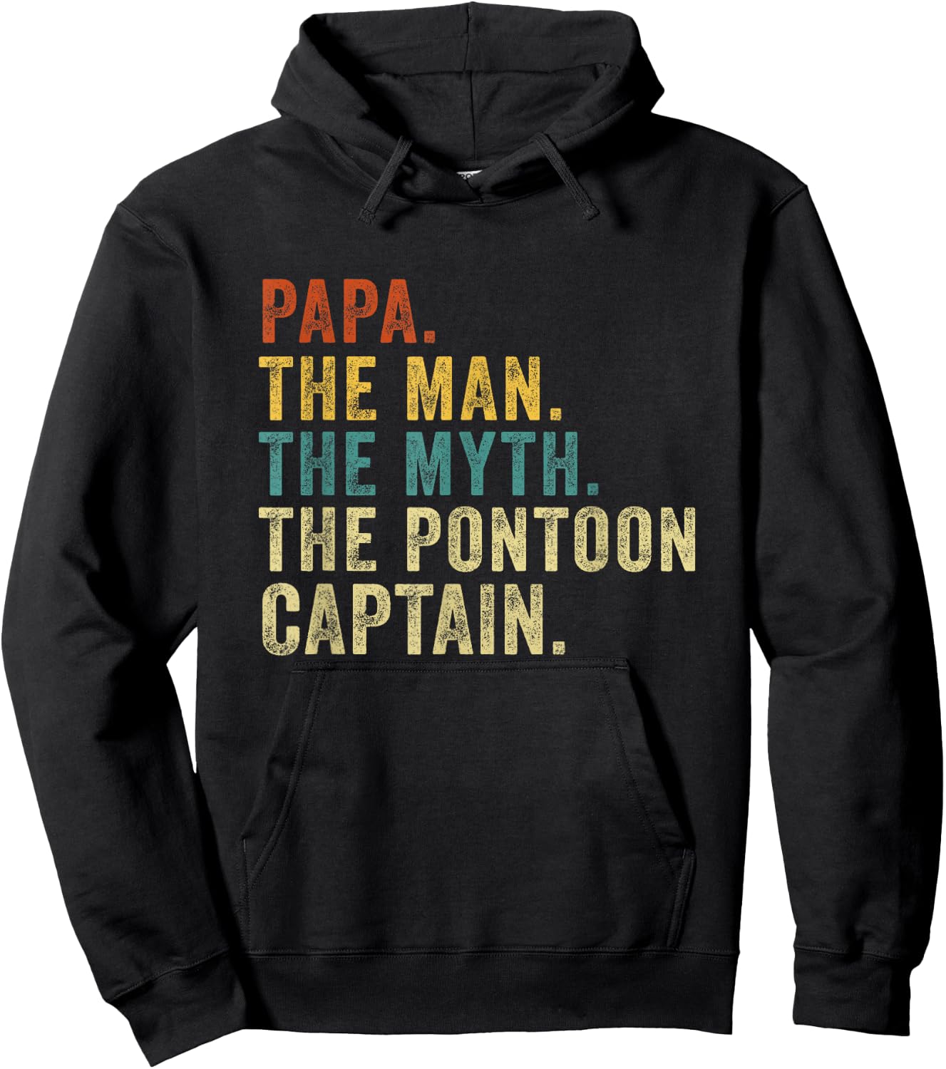 Vintage Papa Pontoon Captain Man Myth Boat Captain Father Hoodie - Hoodie | Black