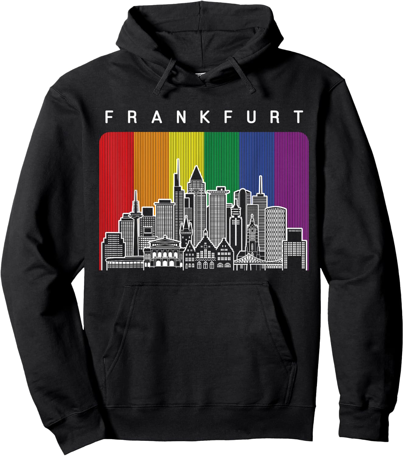 Frankfurt Deutschland Gay Pride Regenbogen Flagge Hoodie - Hoodie | Black