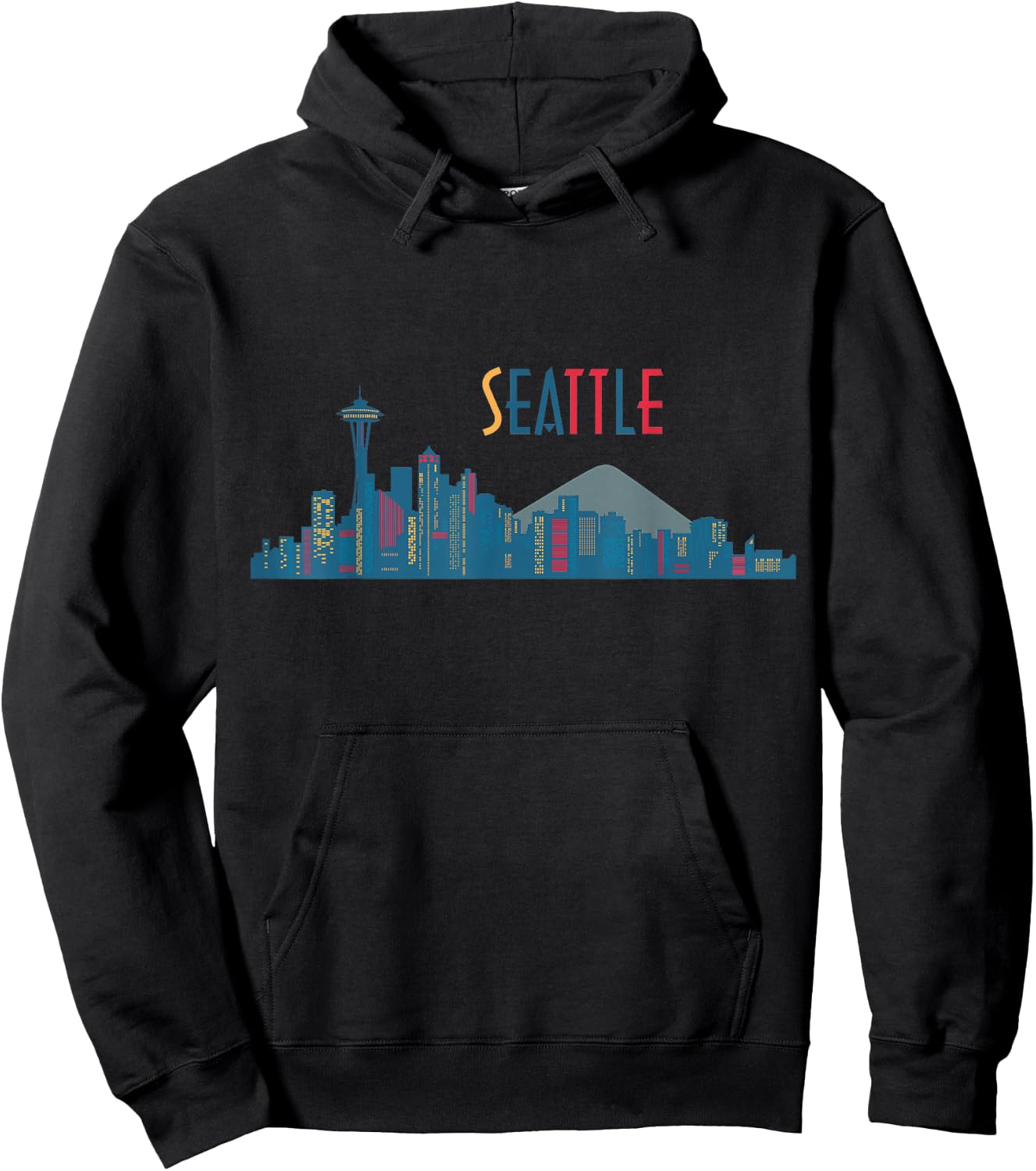 Seattle Skyline Vintage Seattle Washington Hoodie - Hoodie | Black