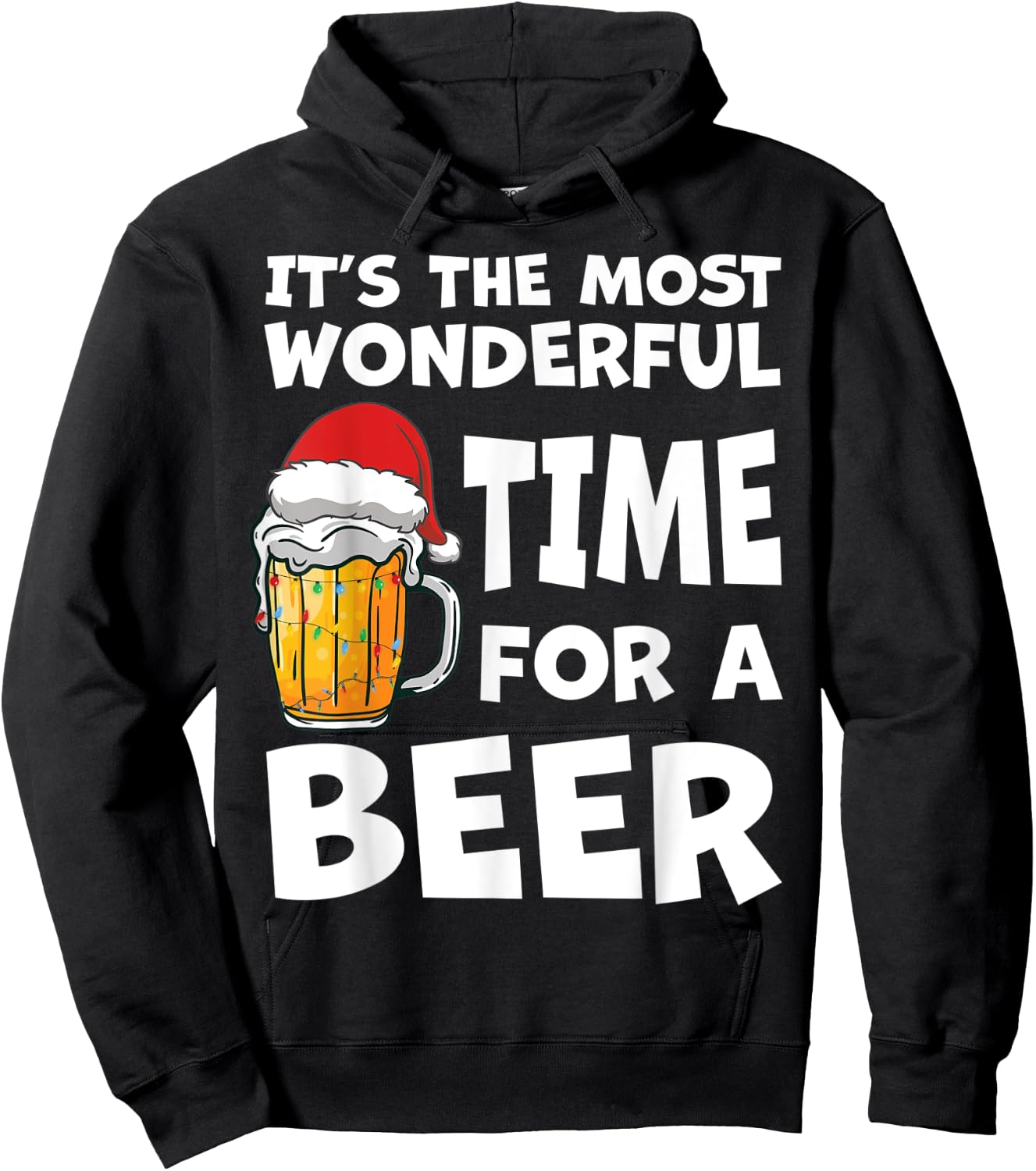 Most Wonderful Time For a Beer Christmas Fun Pajama PJS Men Hoodie - Hoodie | Black