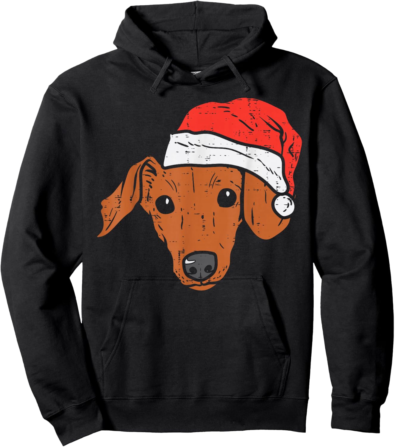 Santa Hat Dachshund Christmas Xmas Wiener Weiner Dog Hoodie - Hoodie | Black
