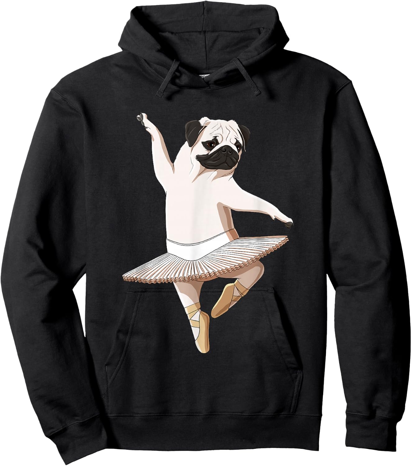 Funny Ballet Dancer Dog Ballerina Pug Men Women Girls Kids Hoodie - Hoodie | Black