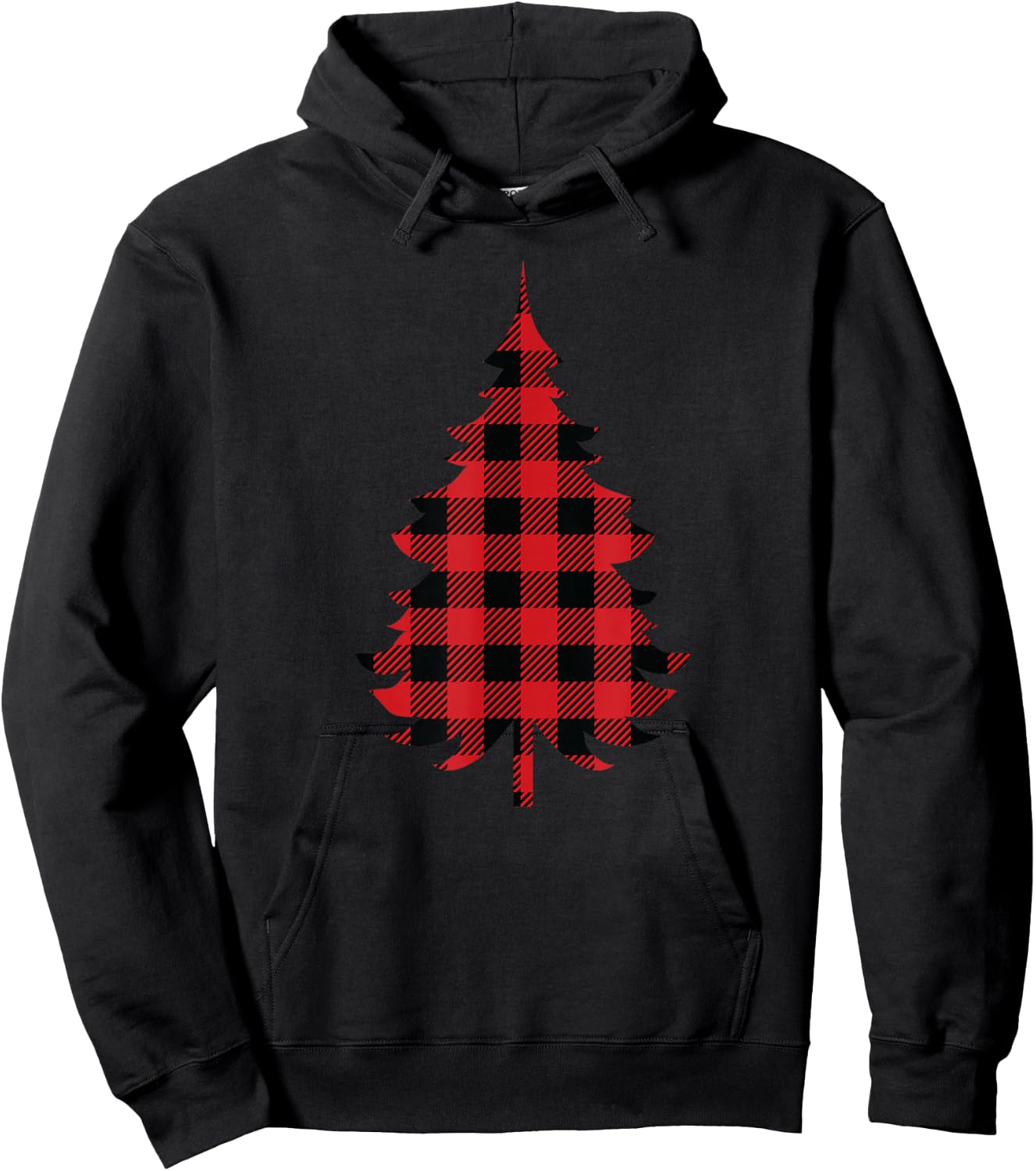 Red Buffalo Plaid Christmas Tree Matching Christmas Hoodie - Hoodie | Black