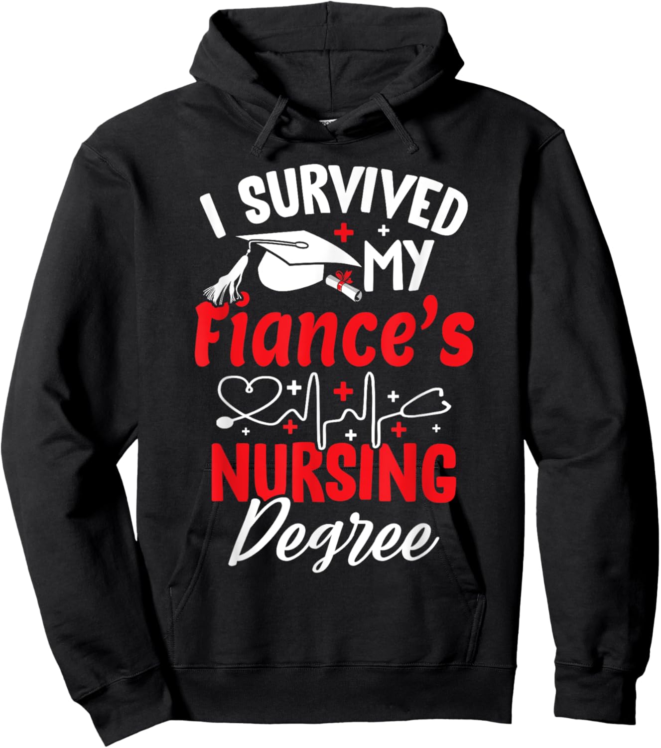 I Survived My Fiance's Nursing Degree Graduation Graduate Hoodie - Hoodie | Black