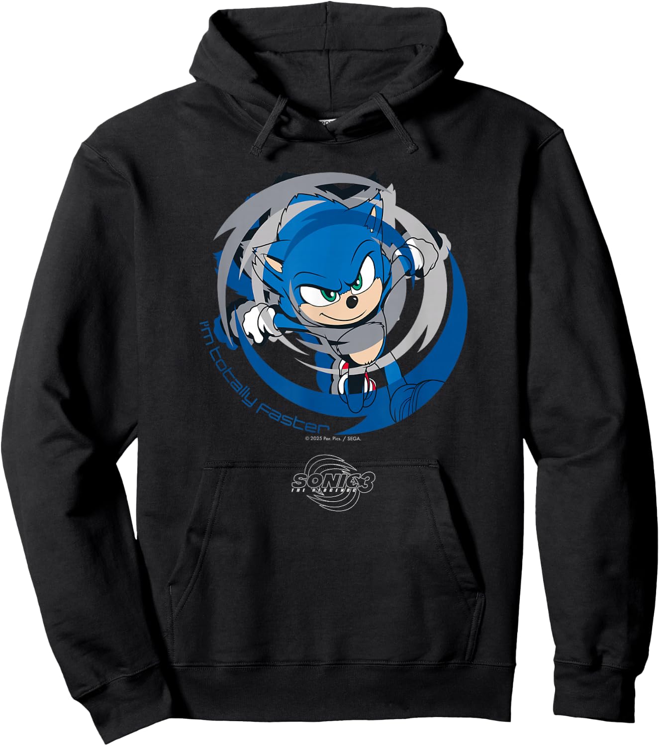 Sonic The Hedgehog 3 - Sonic I'm Totally Faster Hoodie - Hoodie | Black