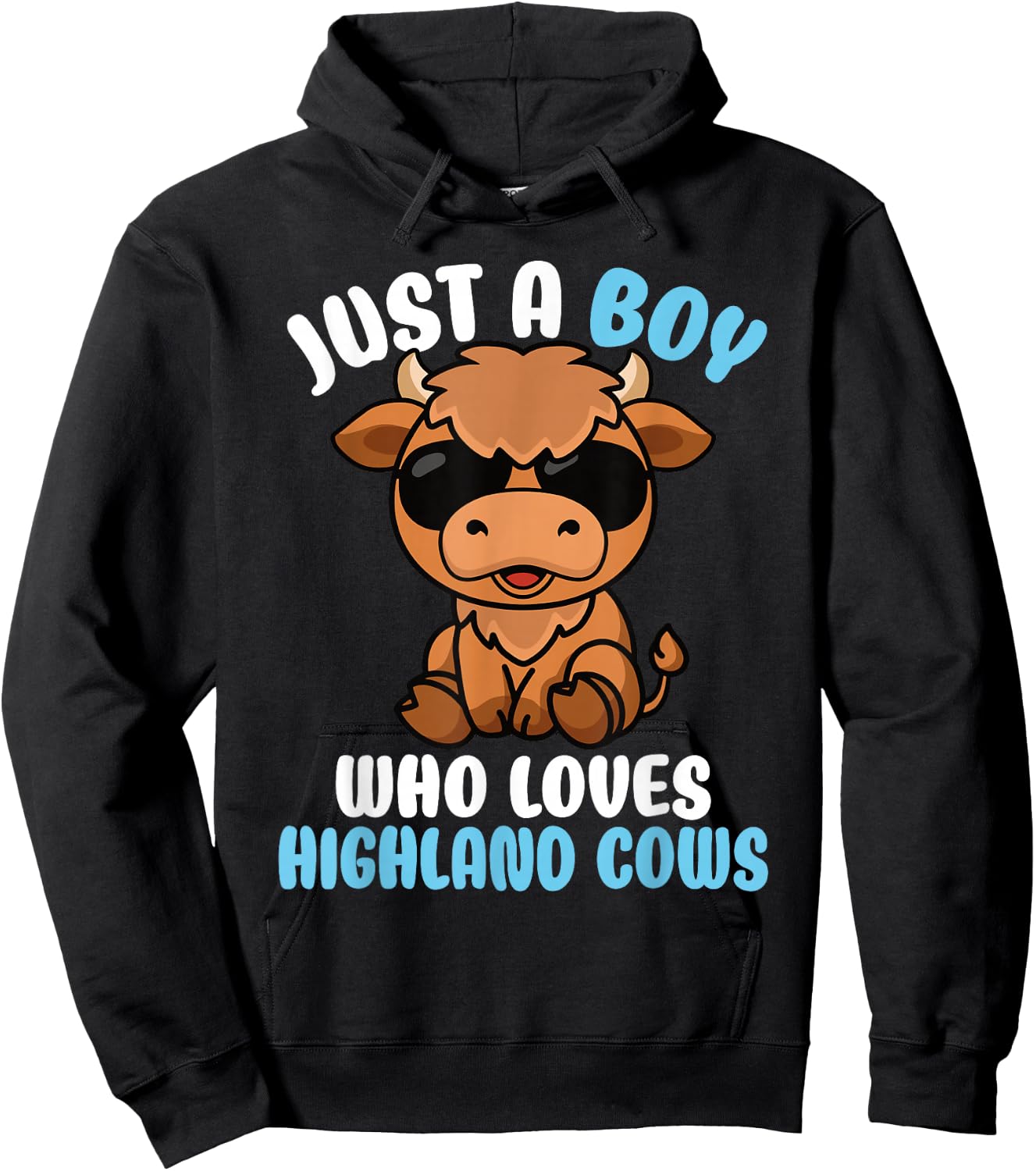 Just A Boy Who Loves Highland Cows Highland Cattle Boys Kids Hoodie - Hoodie | Black