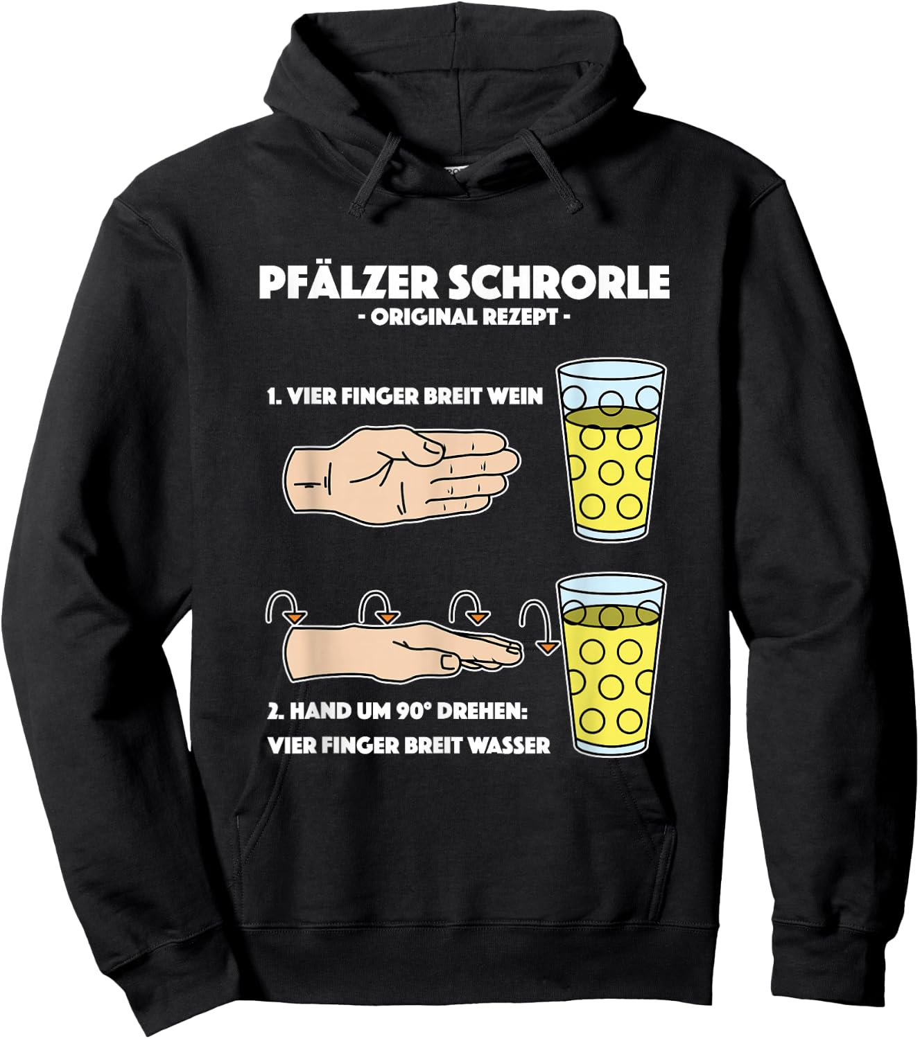 Funny Palatine Schorle Four Finger Wine Festival , black Hoodie - Hoodie | Black
