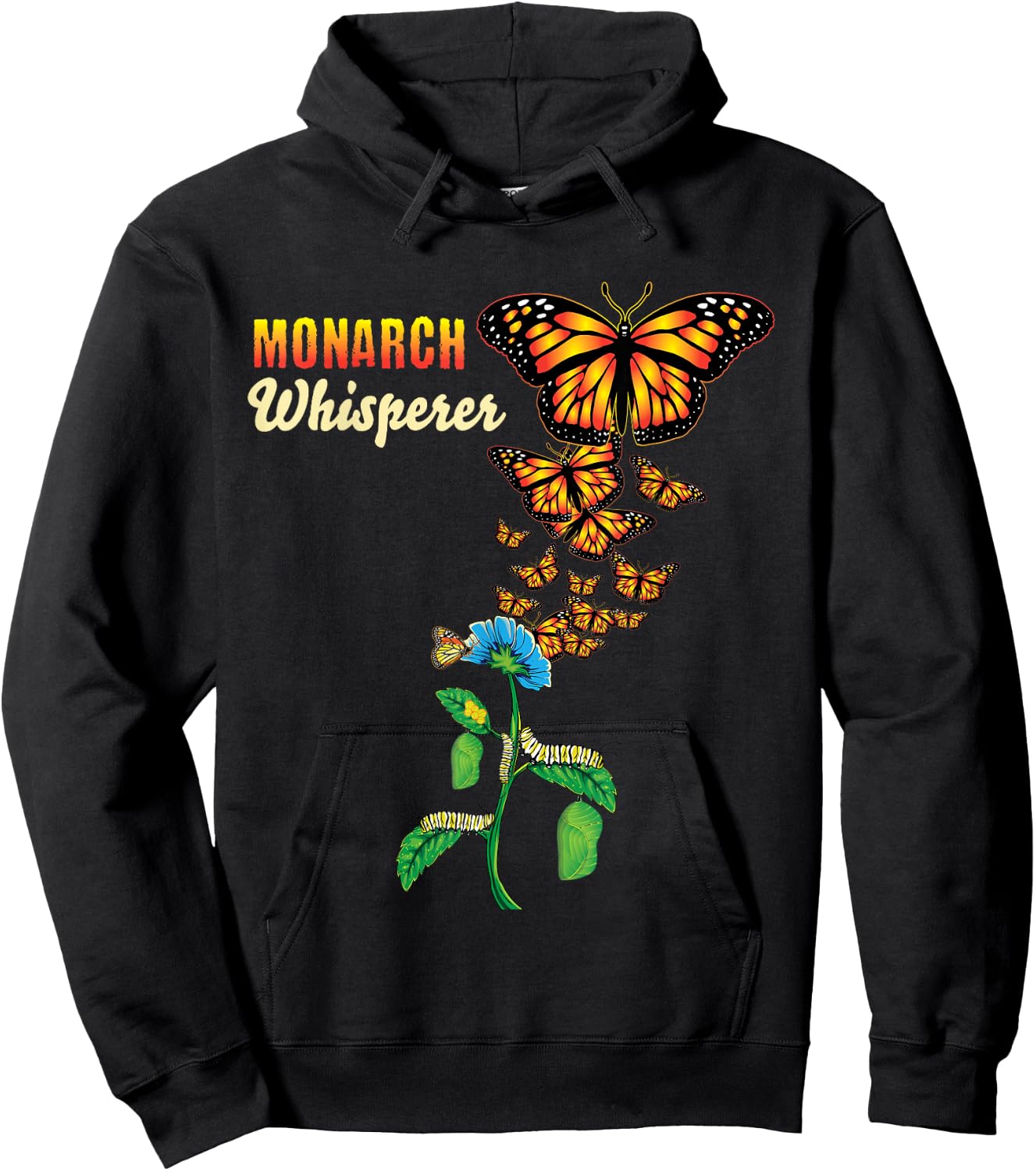 The Monarch Whisperer Butterfly Lifecycle Metamorphosis Gift Hoodie - Hoodie | Black