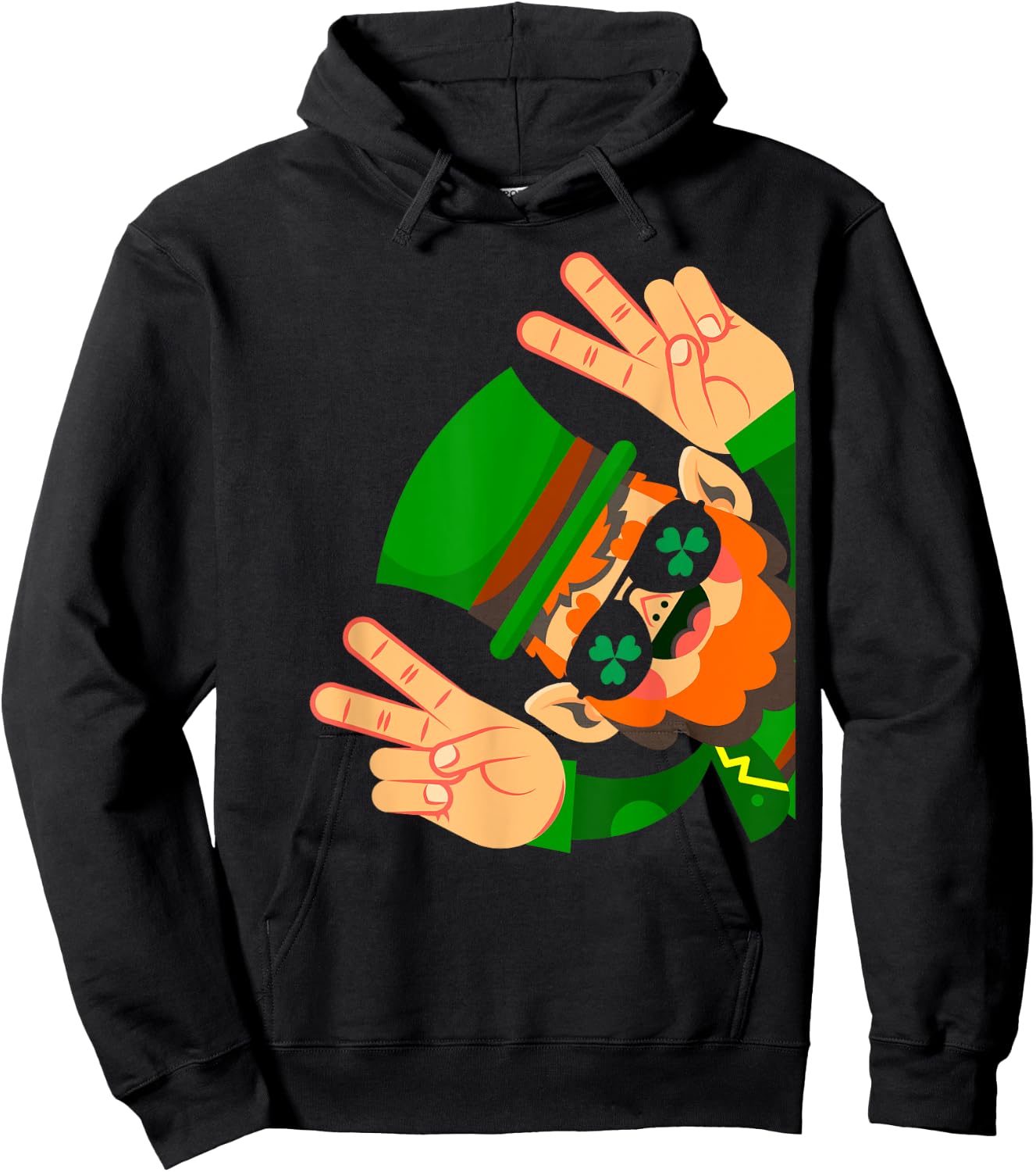 Irish Luck & Leprechaun Peace - Happy St Patrick's Day , black Hoodie - Hoodie | Black