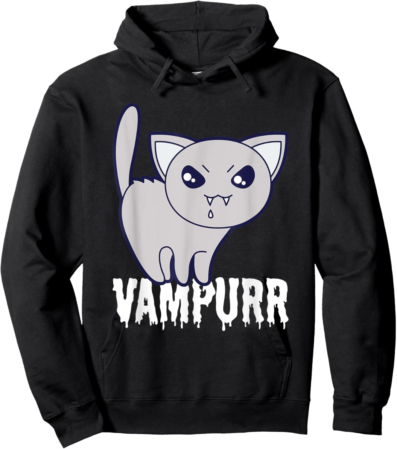 Vampurr Cat Vampire Funny Halloween Cute Scary Kitten Purr Women Kids Hoodie - Hoodie | Black