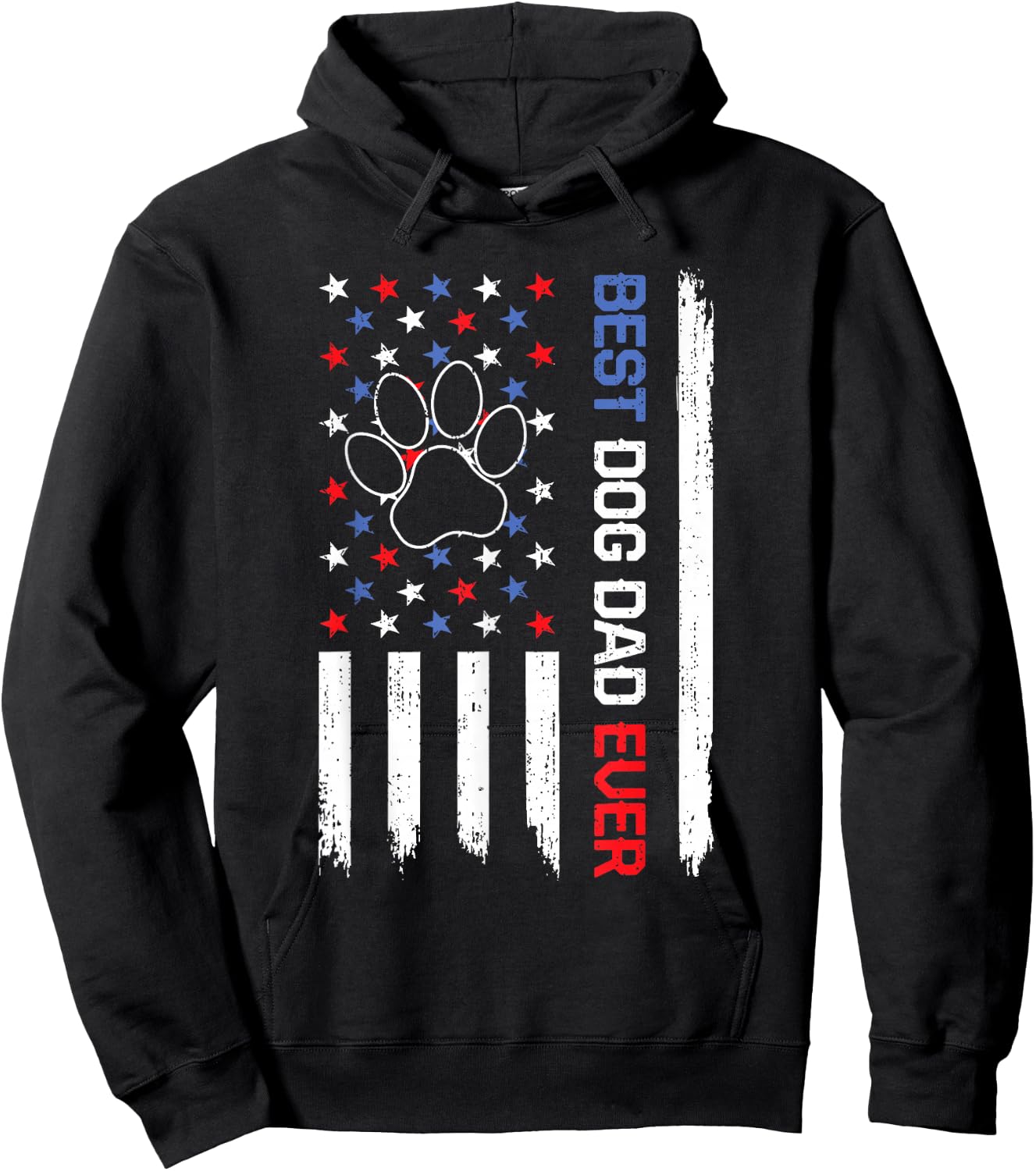 Best Dog Dad Ever American Flag Father's Day Dog Daddy Owner Hoodie - Hoodie | Black