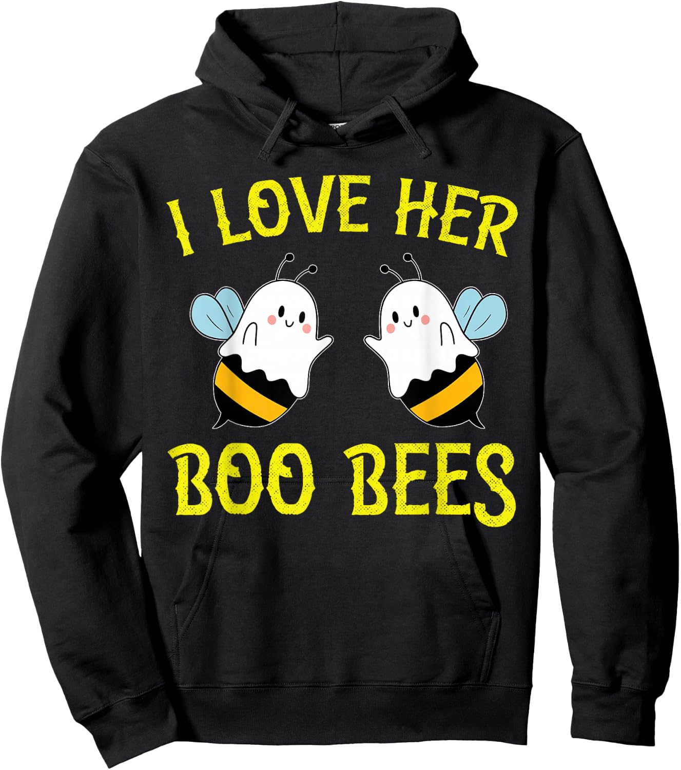 I Love Her Boo Bees Couples Halloween Adult Costume His Men Hoodie - Hoodie | Black