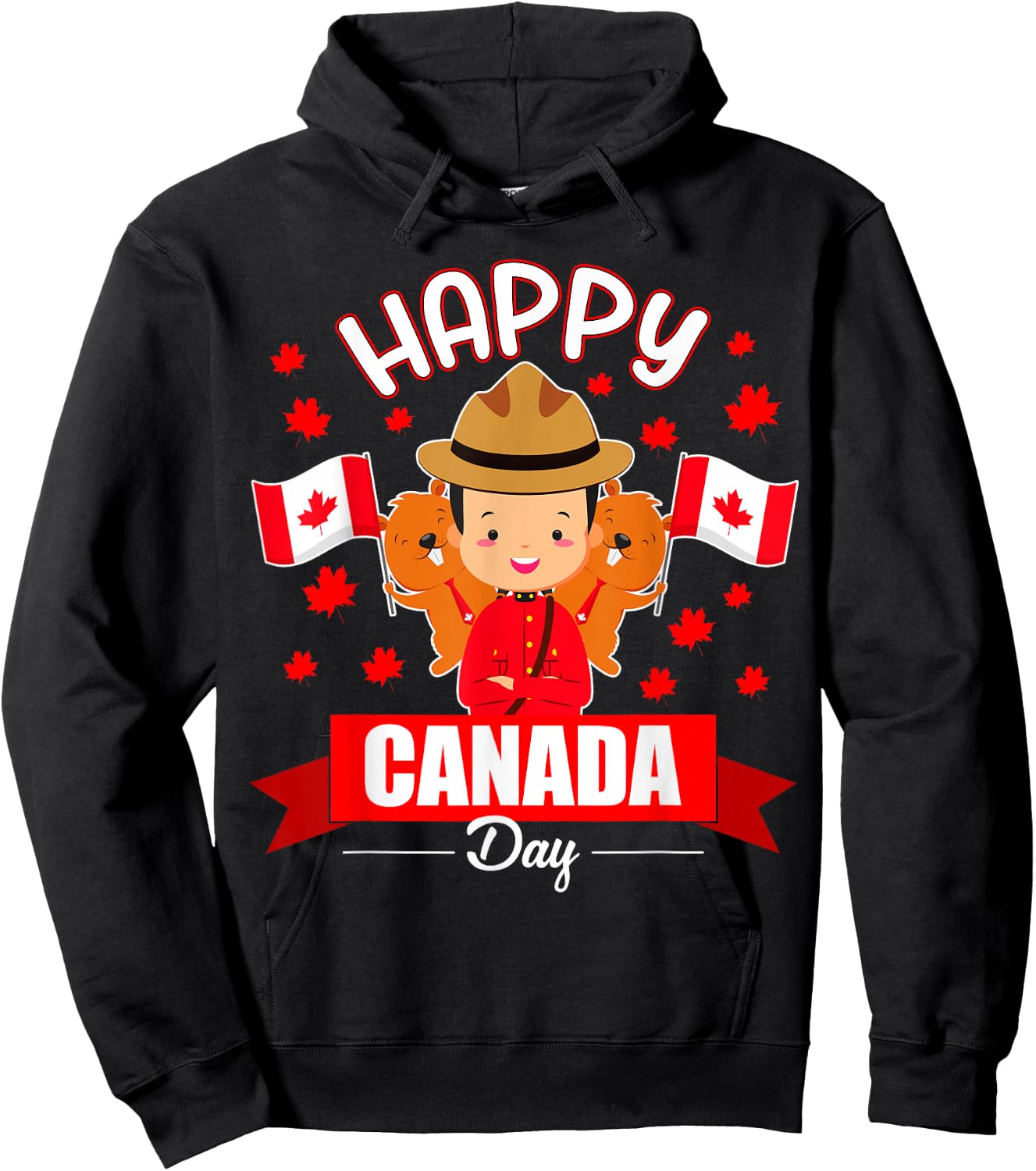 Happy Canada day Flag boys girls kids Toddler Canadian Pride Hoodie - Hoodie | Black