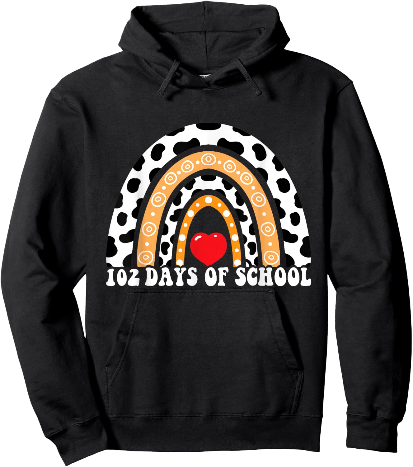 102 Days of School Rainbow Funny Dog 100th Day Kids Hoodie - Hoodie | Black