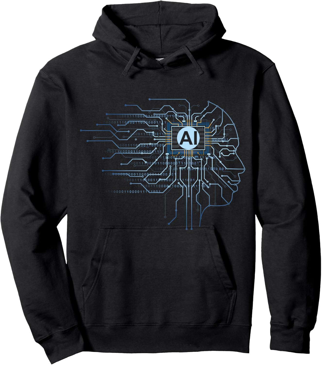 KI - Binary Code Face Artificial Intelligence Computer Science , black Hoodie - Hoodie | Black