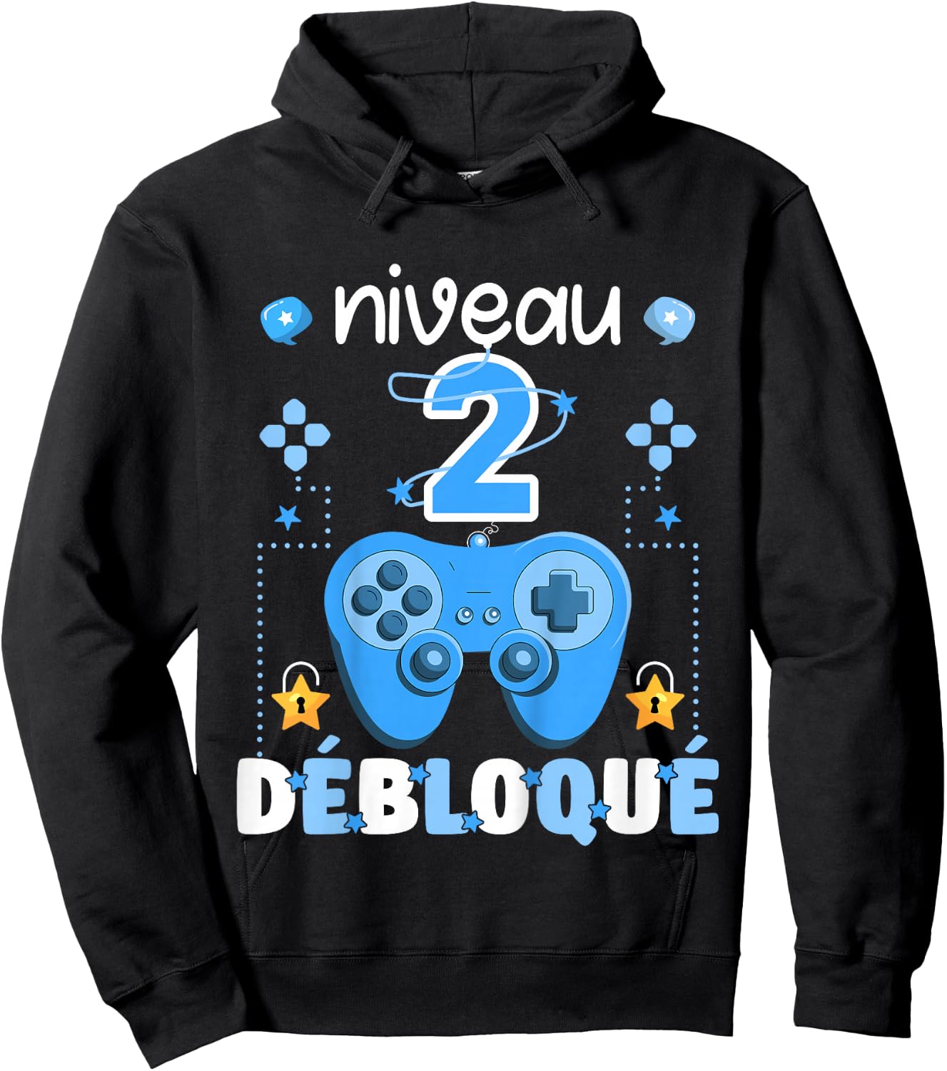 Kid Level 2 Unlocked Gaming Teen Geek Birthday 2 Years Gamer , Black, 2 Hoodie - Hoodie | Black