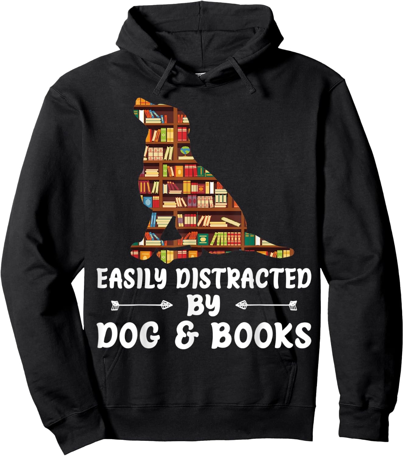 Easily Distracted By Dog And Books Reading Lover Boys Girls Hoodie - Hoodie | Black
