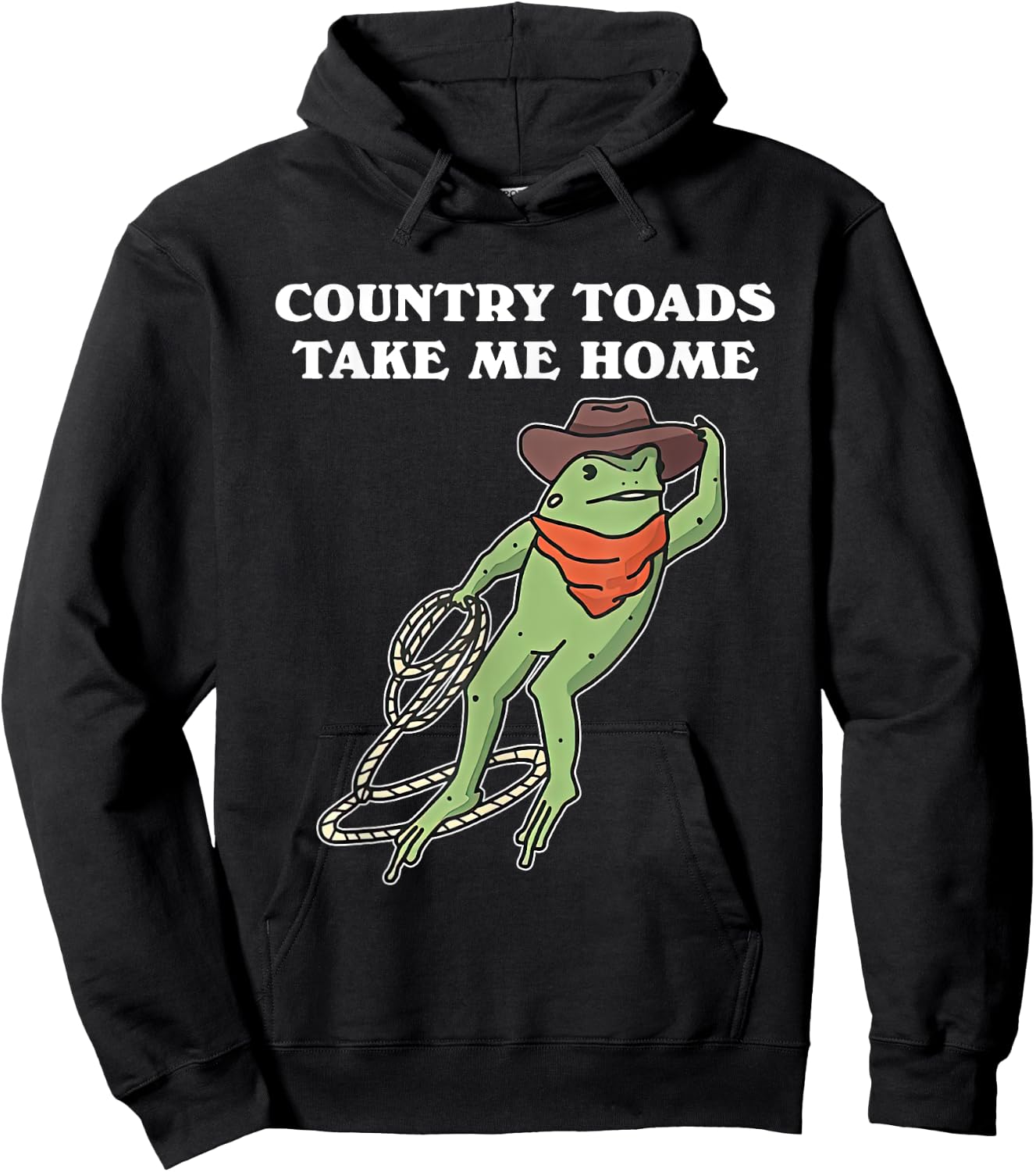 Country Toads Take Me Home Cowboy Frog Funny Western Hoodie - Hoodie | Black