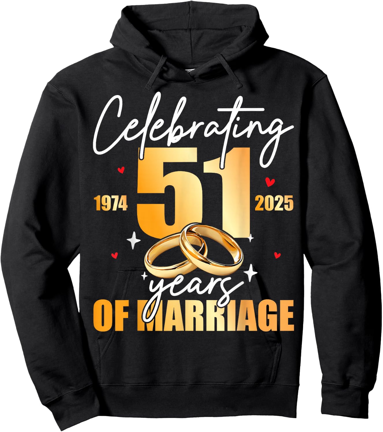 Celebrating 1974 51th 51 Years of Marriage Anniversary Hoodie - Hoodie | Black