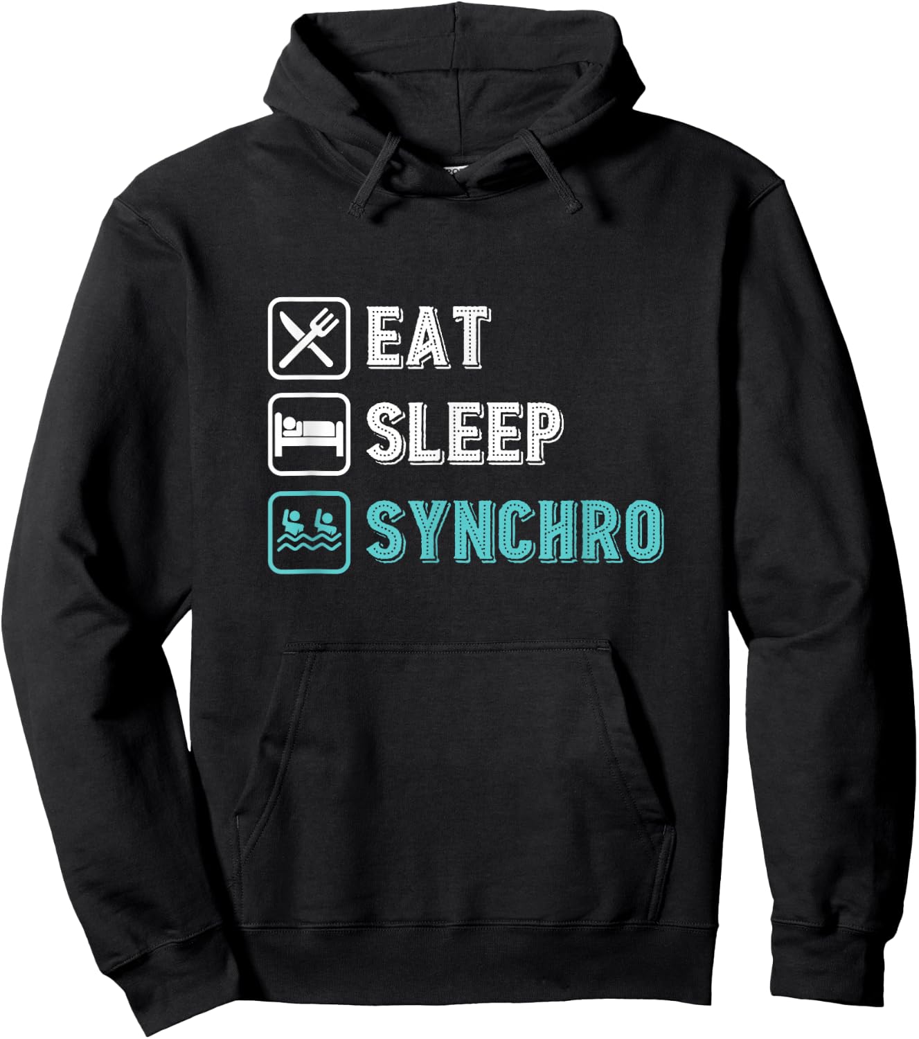 Synchronized Swimming, Swimming, Team, Eating, Sleeping, Synchro Hoodie - Hoodie | Black